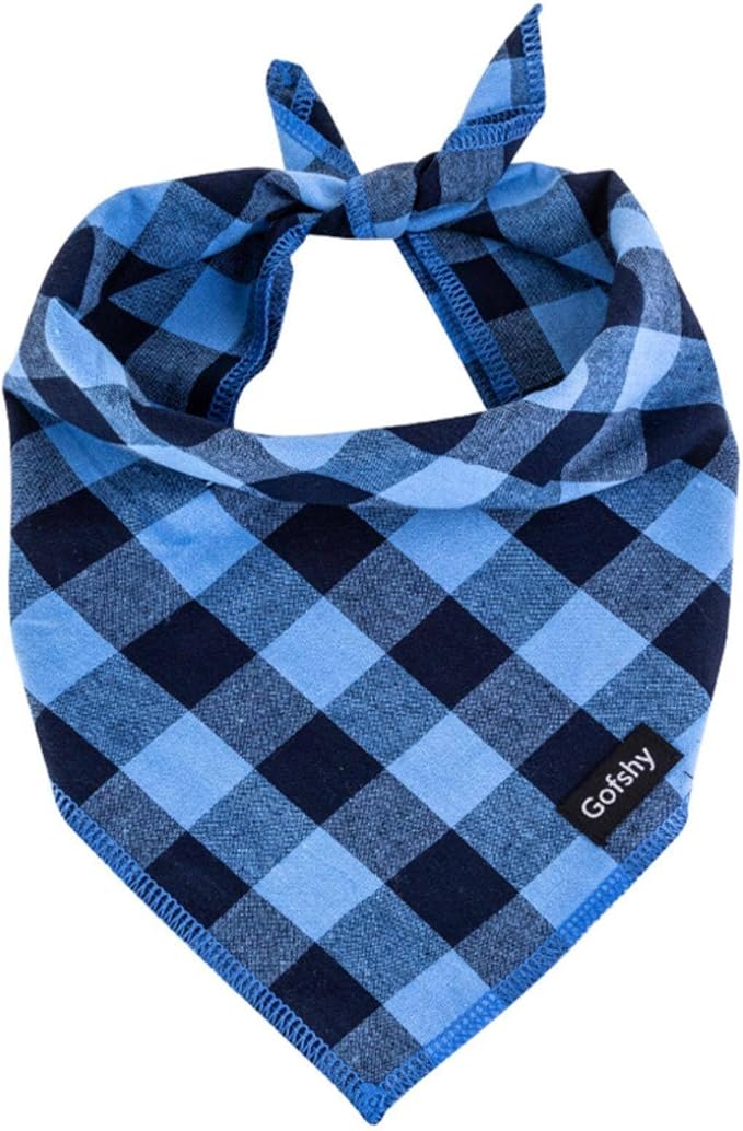 Gofshy Christmas Dog Bandana Small Cotton, Red Black Buffalo Plaid Scarf