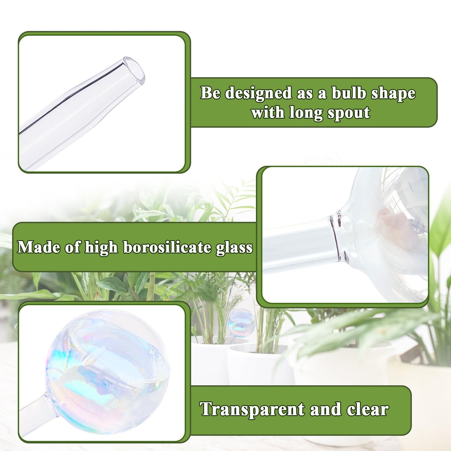 Pynqdfu 8 Pcs Plant Watering Globes,Glass Rainbow Gradient Plant Watering Globes,Self Watering Planter Insert,Automatic Plant Watering Devices for Indoor Outdoor,Flowerpot,Hanging Plants,Home Garden
