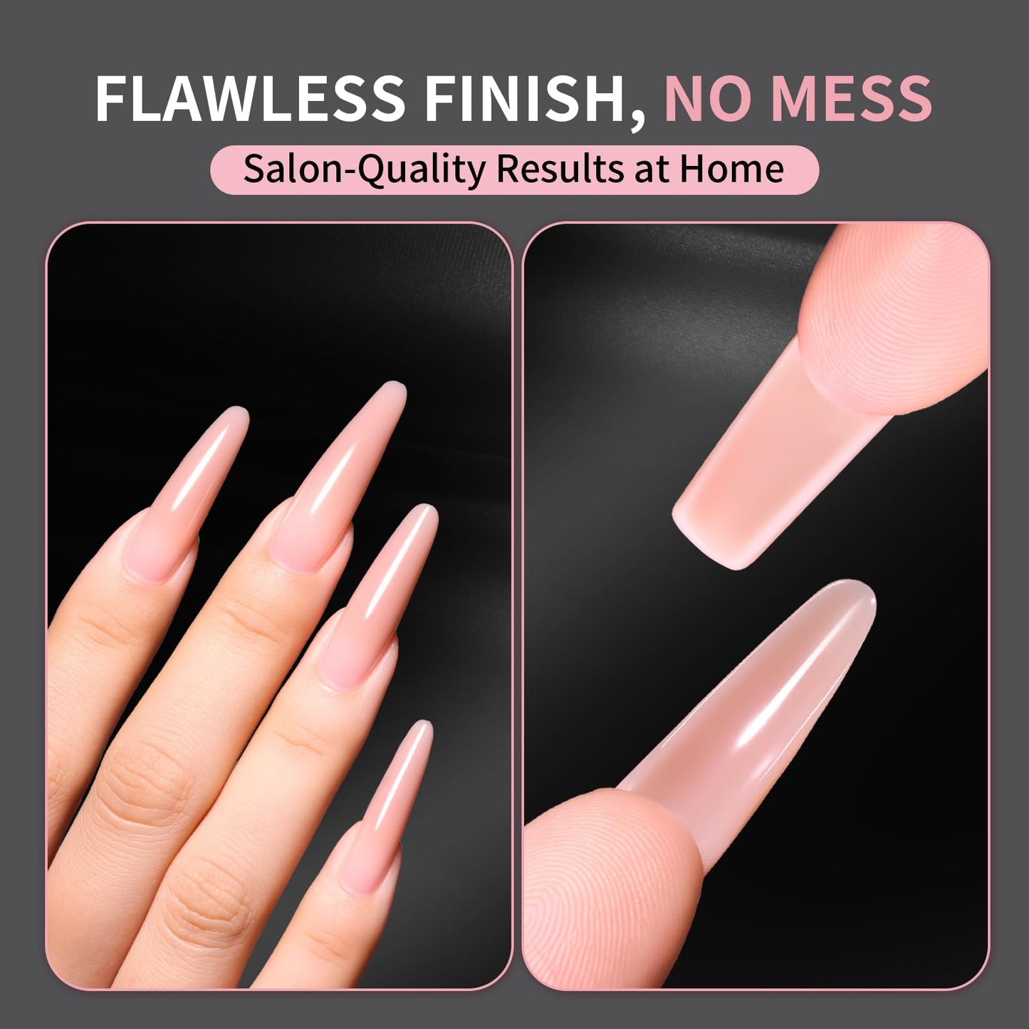 Makartt Sandwich Dual Nail Forms: Long Almond Shape Molds for Gel Extension, 280Pcs 14 Sizes,Extend for Builder, Poly Nail Gel or Acrylic System, Reusable, Easy and Quick Home Salon Manicure DIY