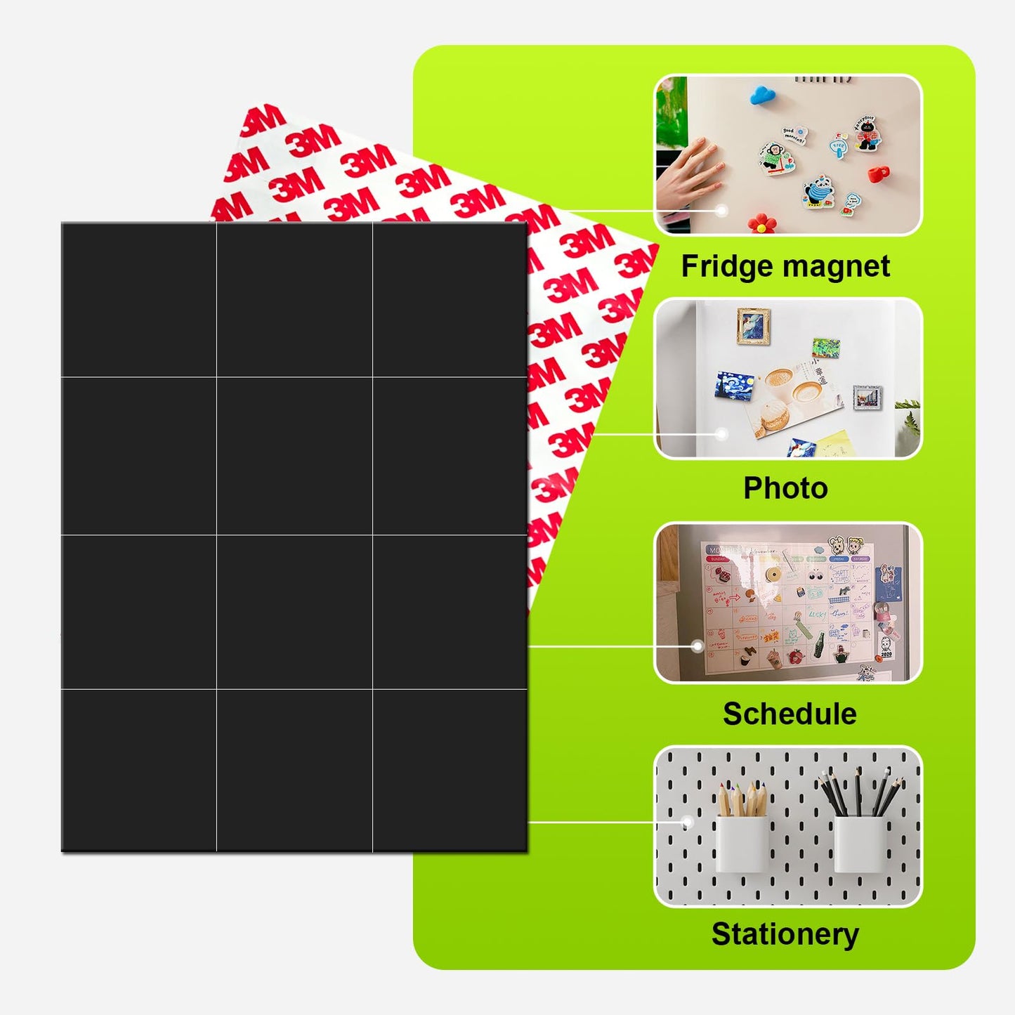 Small Magnet Sheets with Adhesive Backing(Each 2" x 2",48PCS),Make Sticker for Cards/Picture/Poster with Sticky Adhesive Magnets (Thickness 80mil)