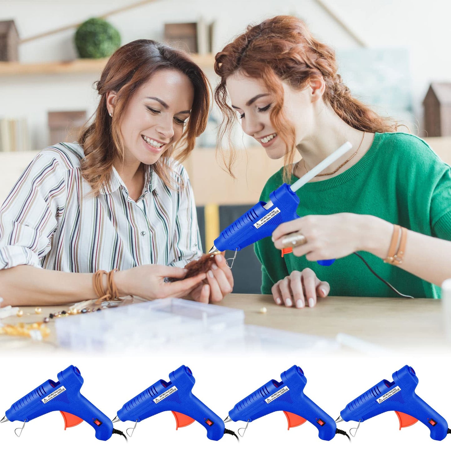 4 Pieces 100w Full Size Hot Glue Gun Heavy Duty Hot Glue Gun Kit for DIY Crafts Projects Home Repair(Blue)