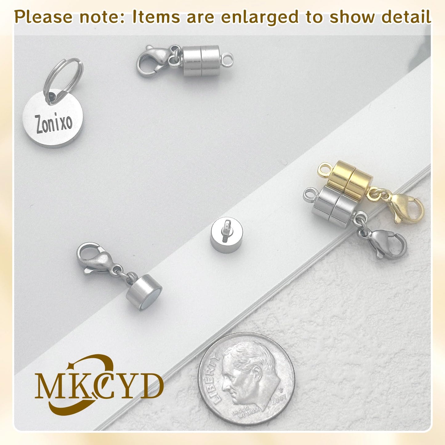 MKCYD Magnetic Necklace Clasp with Lobster Clasp,14K Gold and Silver Magnetic Jewelry Clasps for Necklace Extender Bracelet Closures