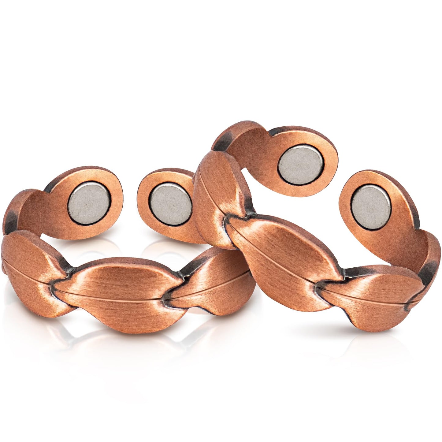 Auramag Copper Rings for Women, Magnetic Thumb Rings with 3500 Gauss Magnets, 100% Pure Copper, Jewelry with Gift Box (2 PCS)