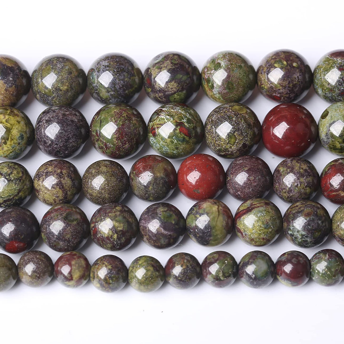 90PCS 8mm Natural Dragon Blood Jasper Beads Round Loose Energy Healing Stone Beads for Jewelry Making DIY Bracelet 32" 2 Strands