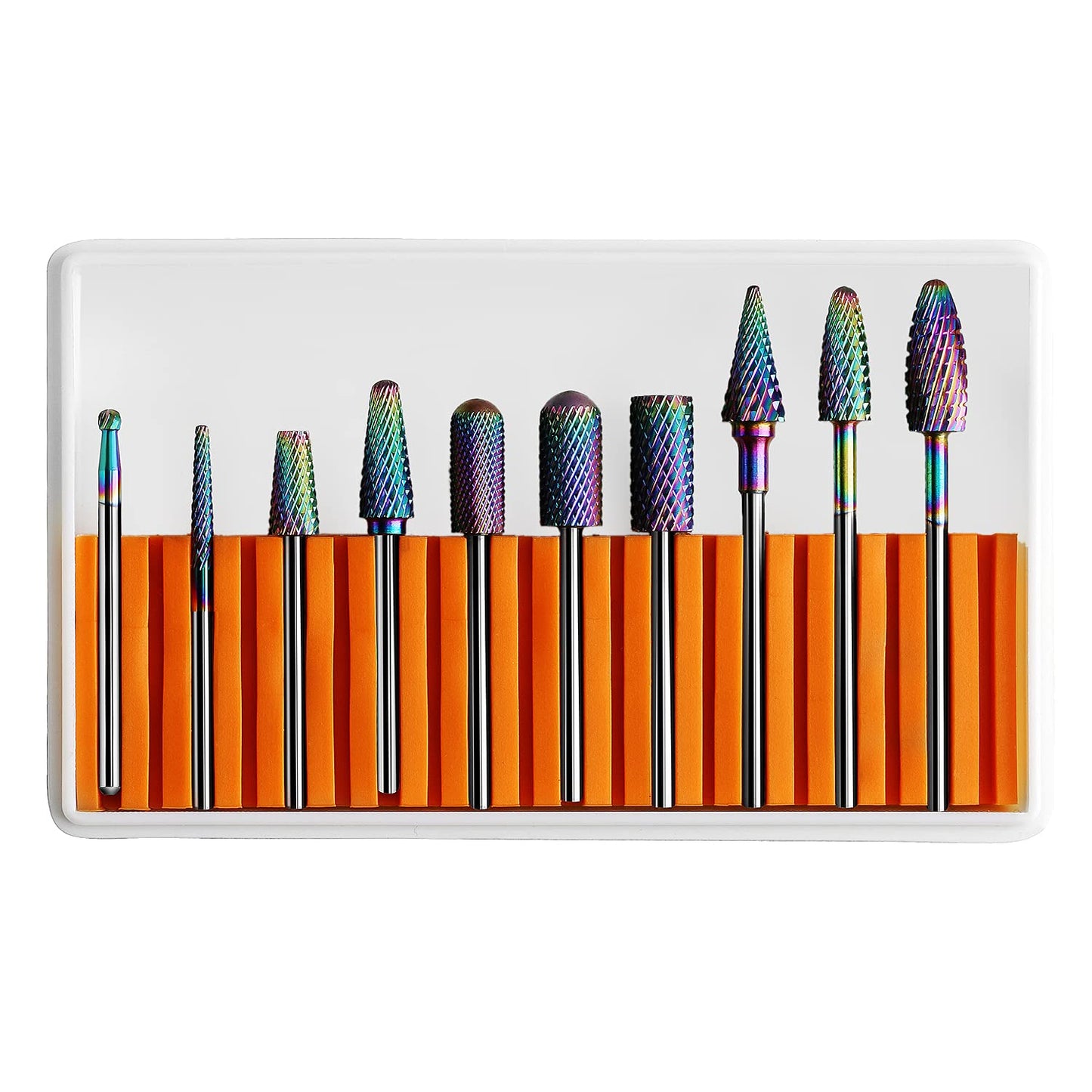 ERUIKA Nail Drill Bits Set, 10Pcs Tungsten Carbide Drill Bits for Nails Remove Acrylic Poly Nail Gel Polish, 3/32" Nail Files for Nail Cutter Cuticle Manicure