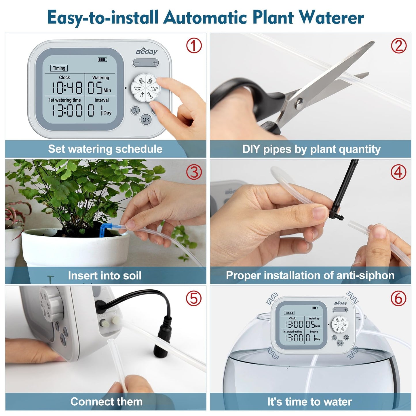 Automatic Plant Waterer Replacement Kit for 15 Potted Plants, Accessories Expansion Set for Auto Drip Irrigation Programmable Self Watering Timer Devices