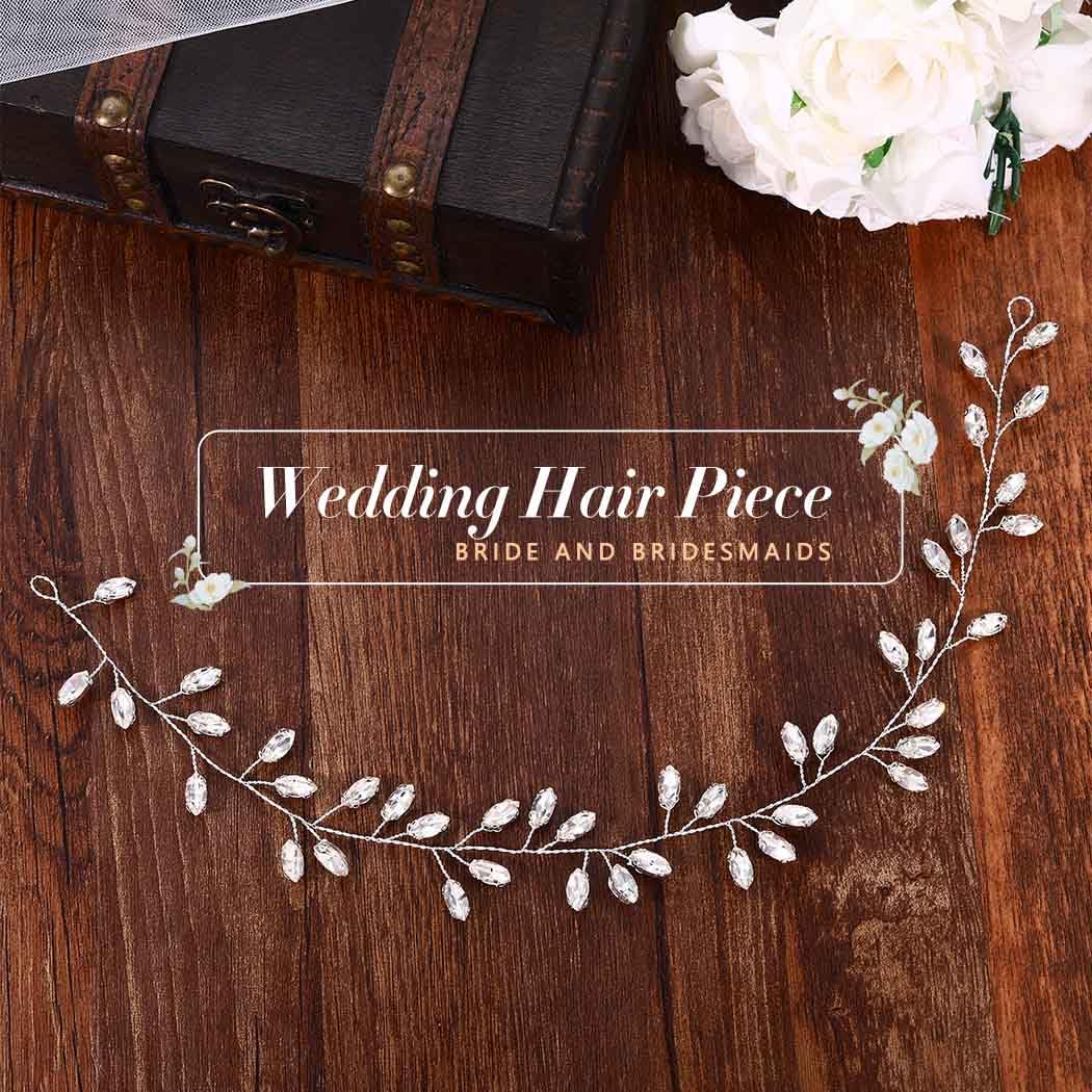 JAKAWIN Bride Wedding Hair Vine Accessories Bridal Hair Piece for Women HV190 (1 Silver)