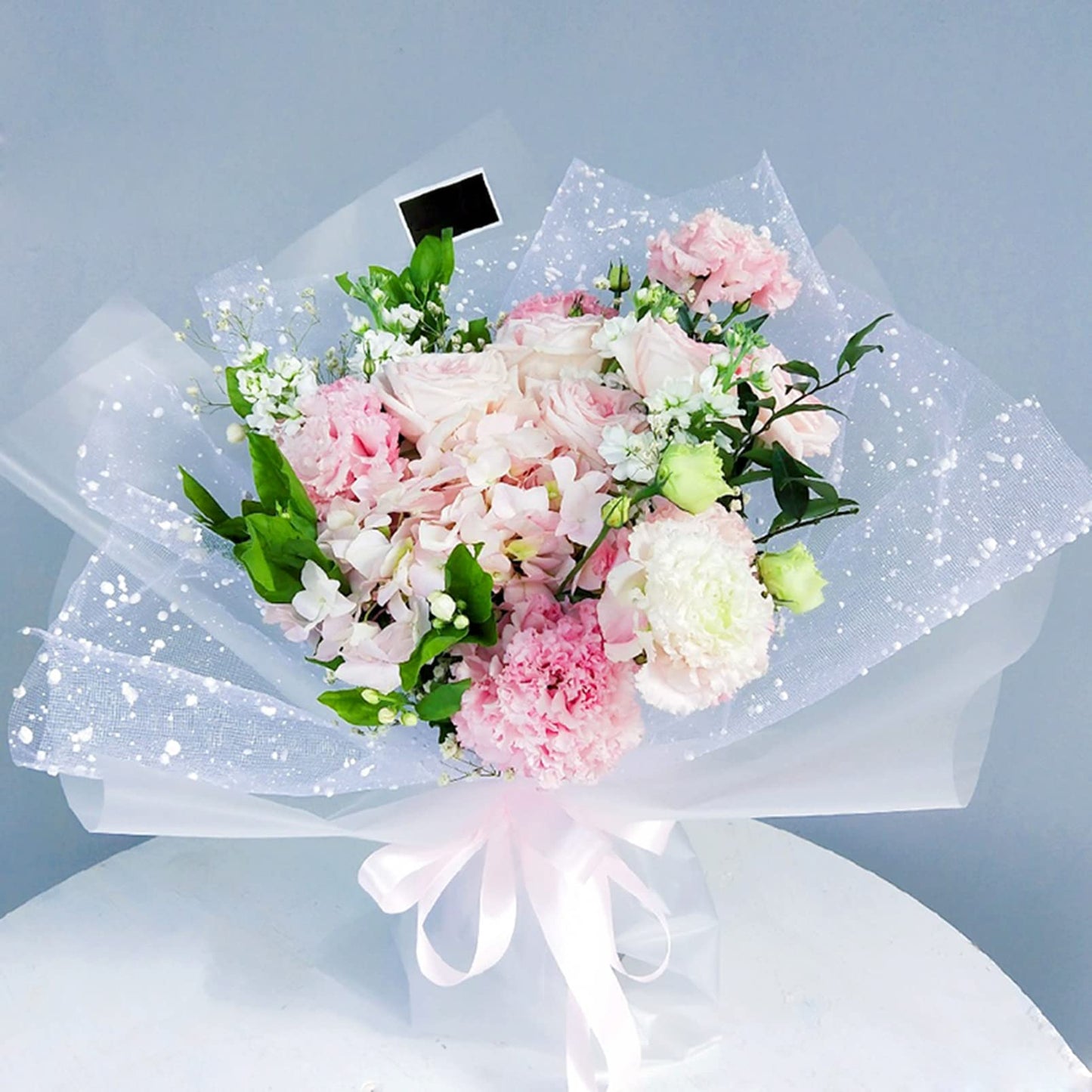 Oakbud Flower Wrapping Mesh Florist Bouquet Gift Packaging DIY Snow Dot Yarn Floral Bouquet Craft Net Paper Florist Supplies 1Roll 19.7inch x 4Yard (Coffee)