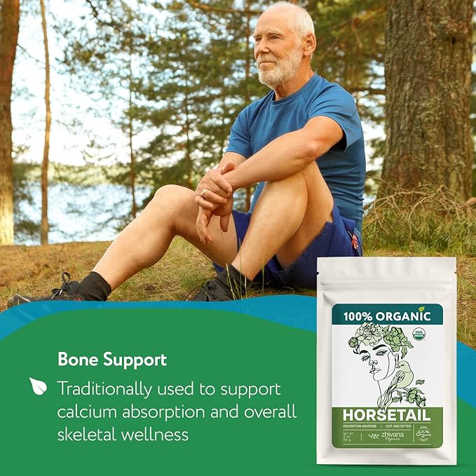 Horsetail Tea Organic (3 oz.) - Organic Horsetail Herb (Equisetum arvense) - Horse Tail Grass - Natural Silica-RichTea for Hair Growth, Nails & Bone Strength - Cola de Caballo Hierba