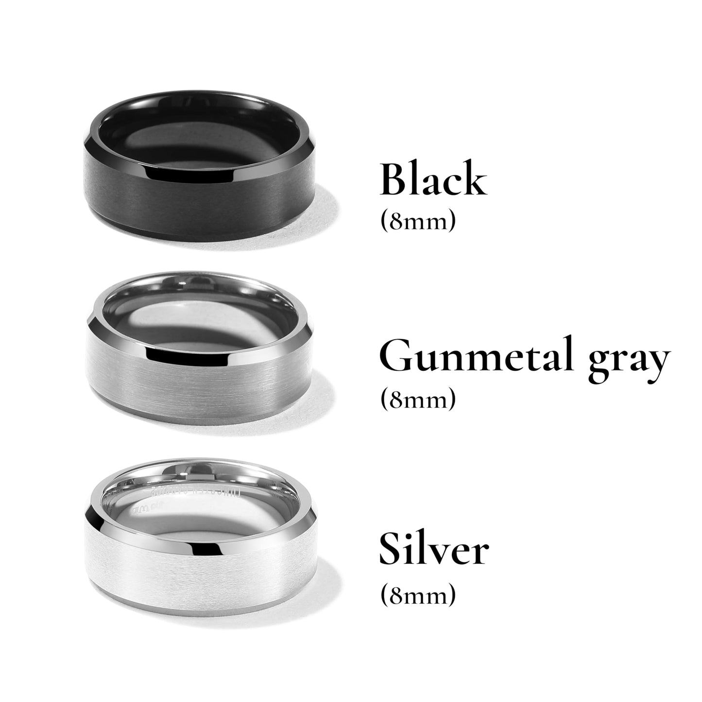 King Will 8mm Basic Wedding Ring For Men with Brushed Matte Surface Beveled Polished Edge Comfort Fit 10