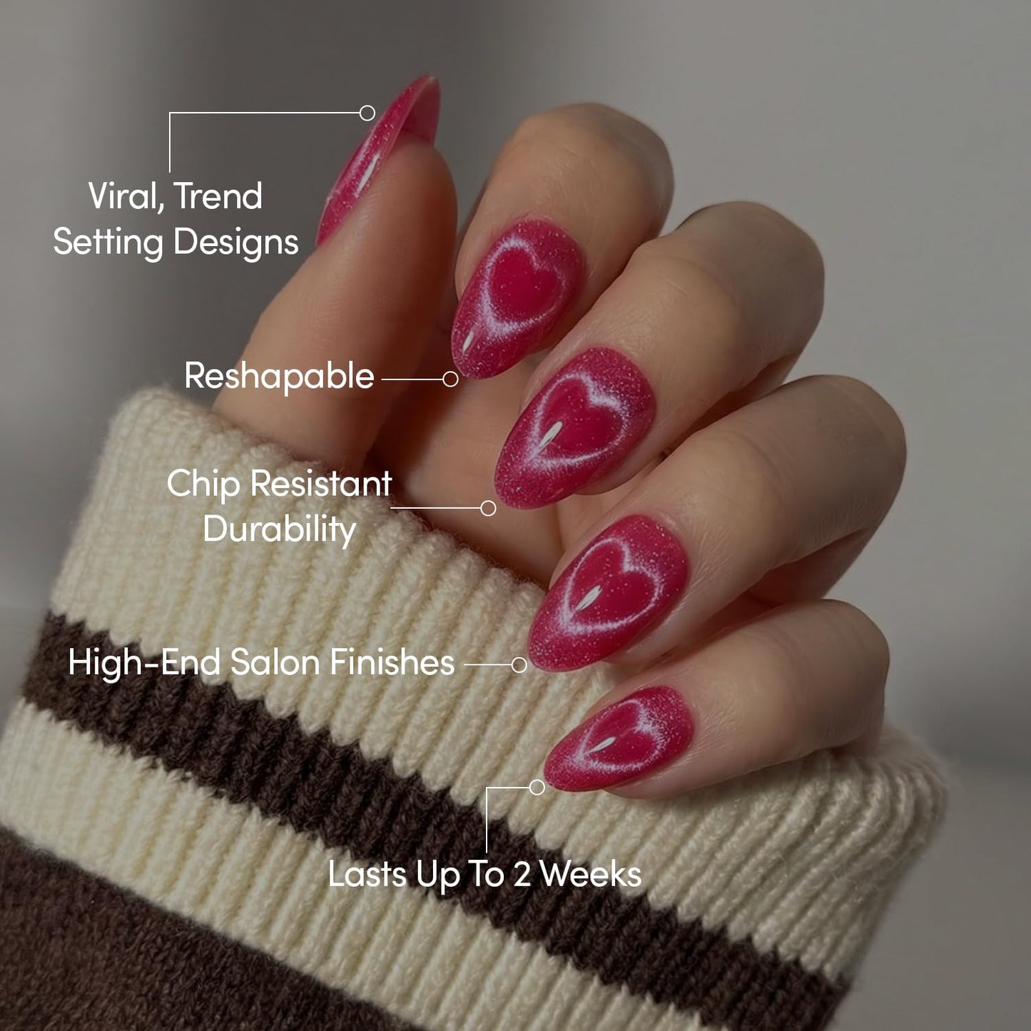 Glamnetic Press-On Nails Bundle - Think in Pink | 3 Short Almond Fake Nails Mixed Pink Hues in Ombré, Velvet & Matte Finishes | Durable, Salon-Quality Nail Kits