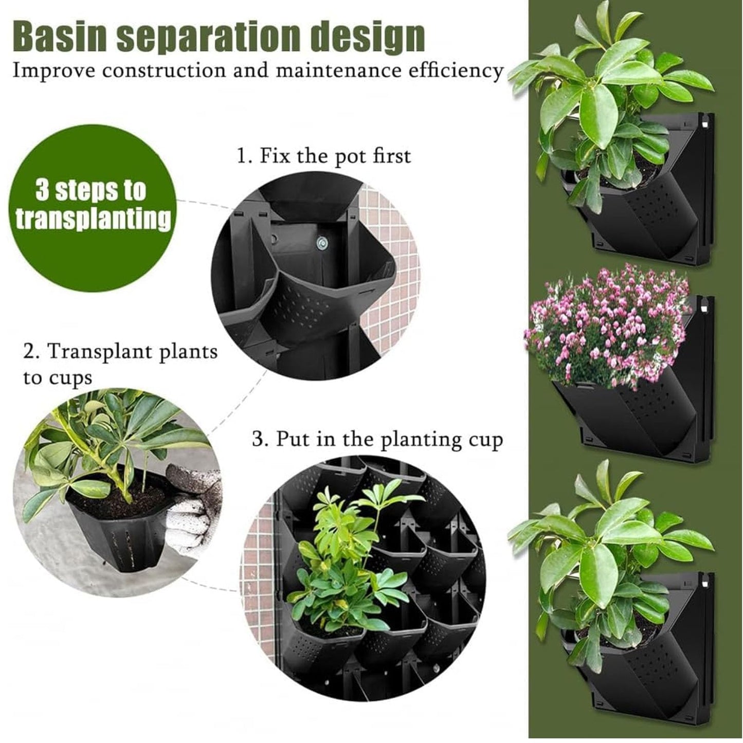 Wall-Mounted Raised Garden Planter Box Kit, 36 Packs, Elevated Self-Watering Hanging Planters for Flowers, Herbs, and Vegetables, Indoor/Outdoor Use