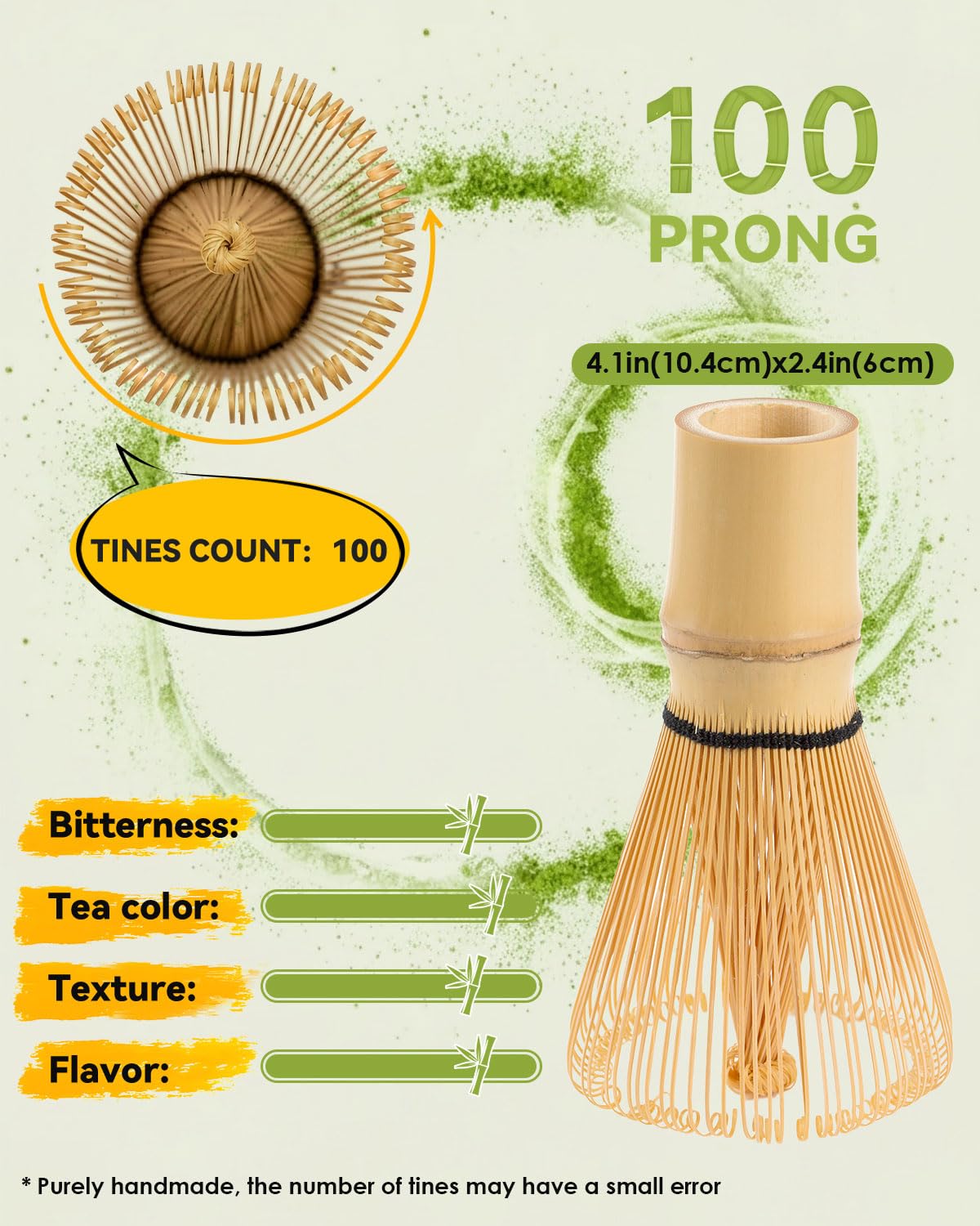 Matcha Whisk - 2-pack Bamboo matcha Whisk set, Handcrafted Traditional Japanese Chasen, 100-Prong Matcha Stirrer Wisk Mixer Brush for Authentic Matcha Tea Preparation