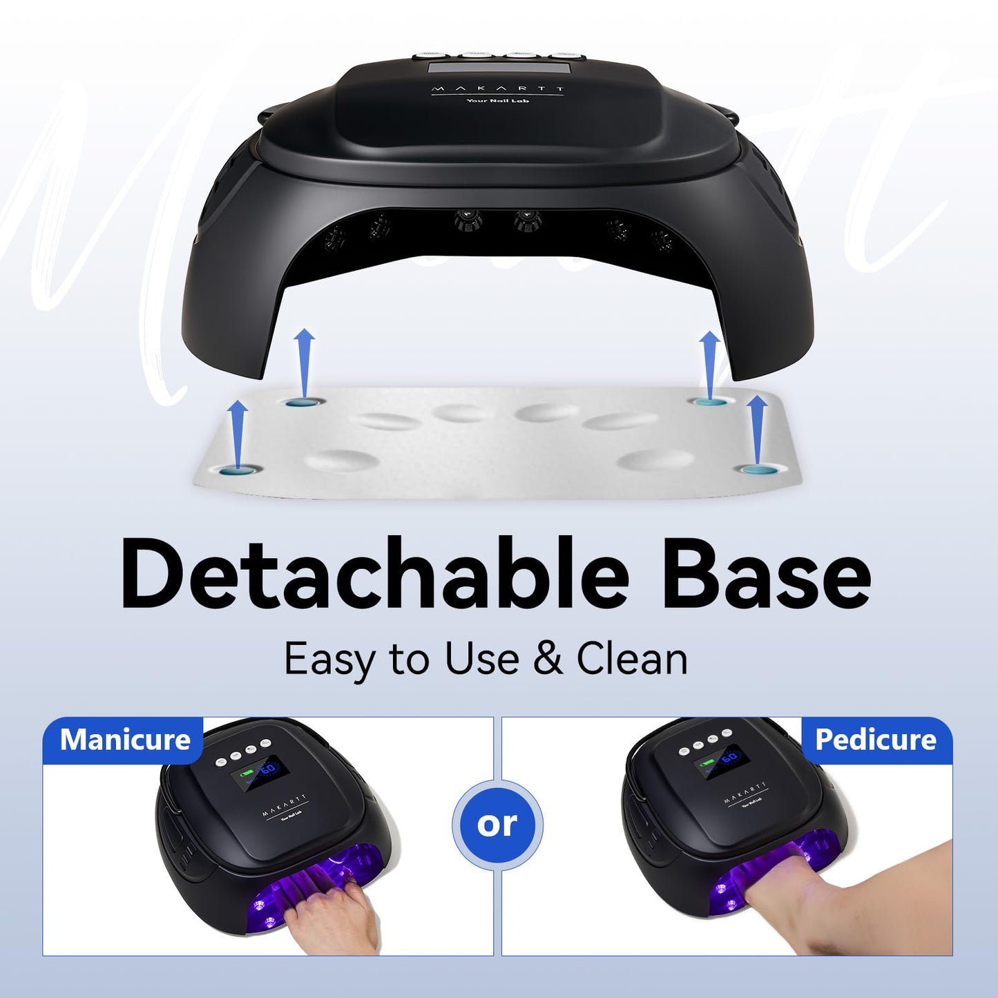 Makartt UV Nail Lamp – 30W Fast Curing UV Light with Handle Rechargeable Cordless Nail Dryer for Gel Nail Polish with 45 Beads Dual Lights 4 Timers LCD Smart Sensor for Nail Art Design(Matte Black)