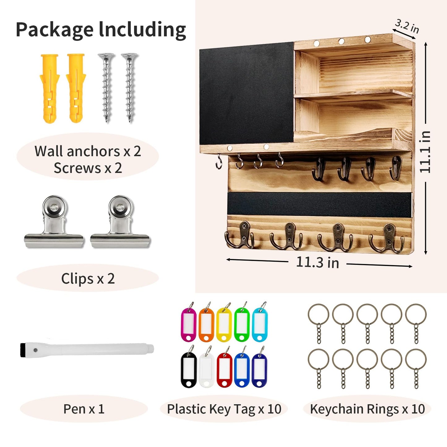 UBMRK Key Holder for Wall Mounted Keys and Mail Holder Decorative Farmhouse Organizer Wall Hanger with Hooks Small Key Shelf for Home Entryway Hallway Bedroom Decor New Home Gift