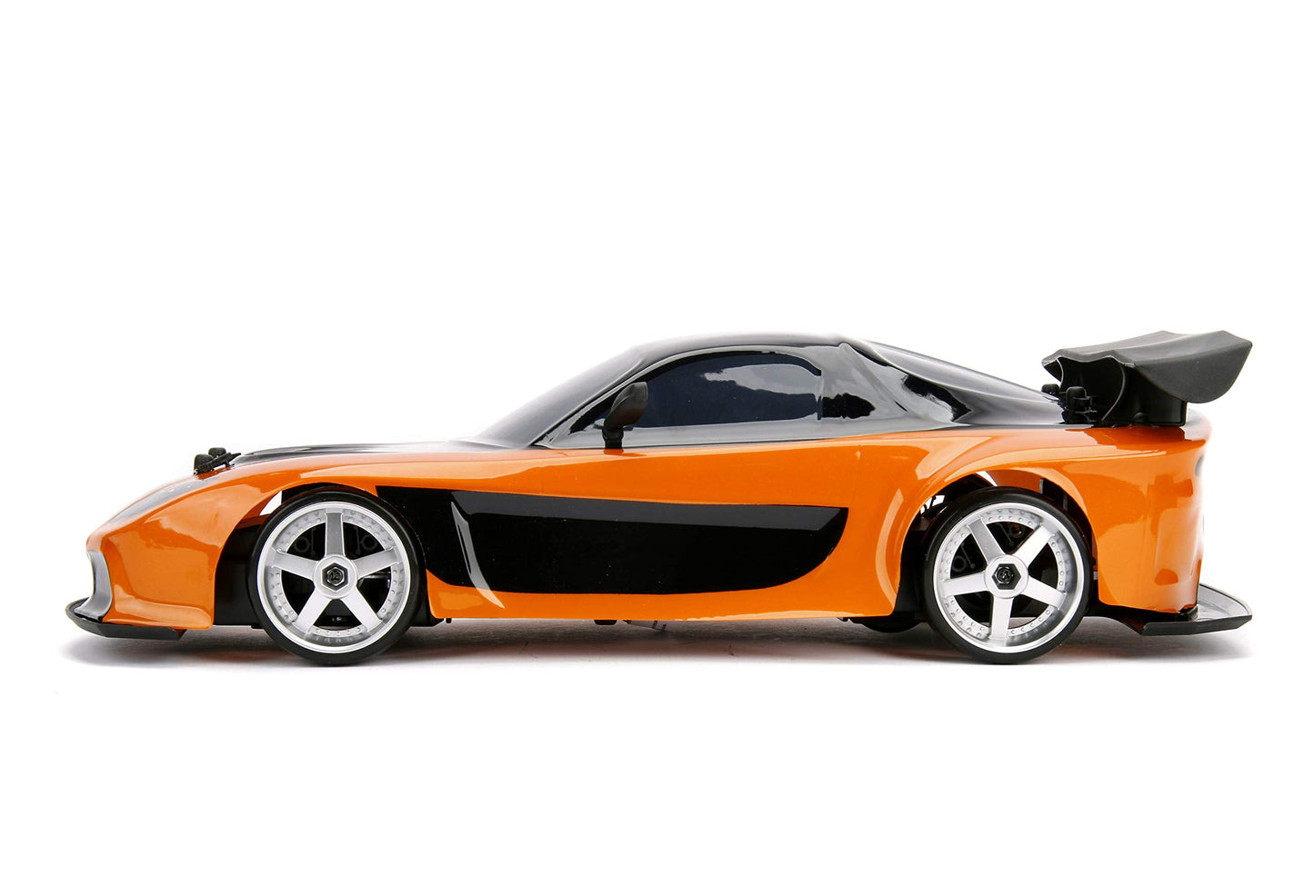 Jada Toys Fast & Furious Han’s Mazda RX-7 Drift RC Car, 1: 10 Scale 2.4Ghz Remote Control Orange & Black, Ready to Run, USB Charging (Standard) (99700)