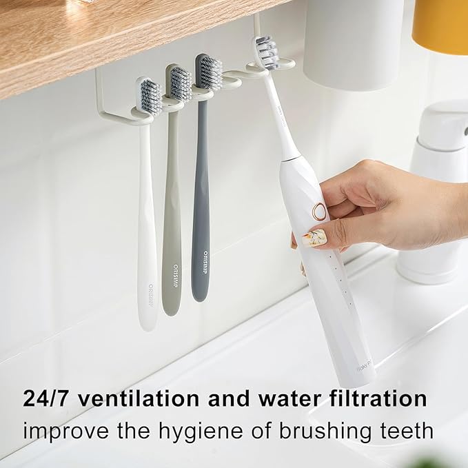 Wall Mount Toothbrush Holder for Shower Metal Toothbrush Stand (Innovative Magnetic Fixation Design), Wallmount 3/5 Slots Bathroom Cabinet Accessories Organizer (3 Slots)