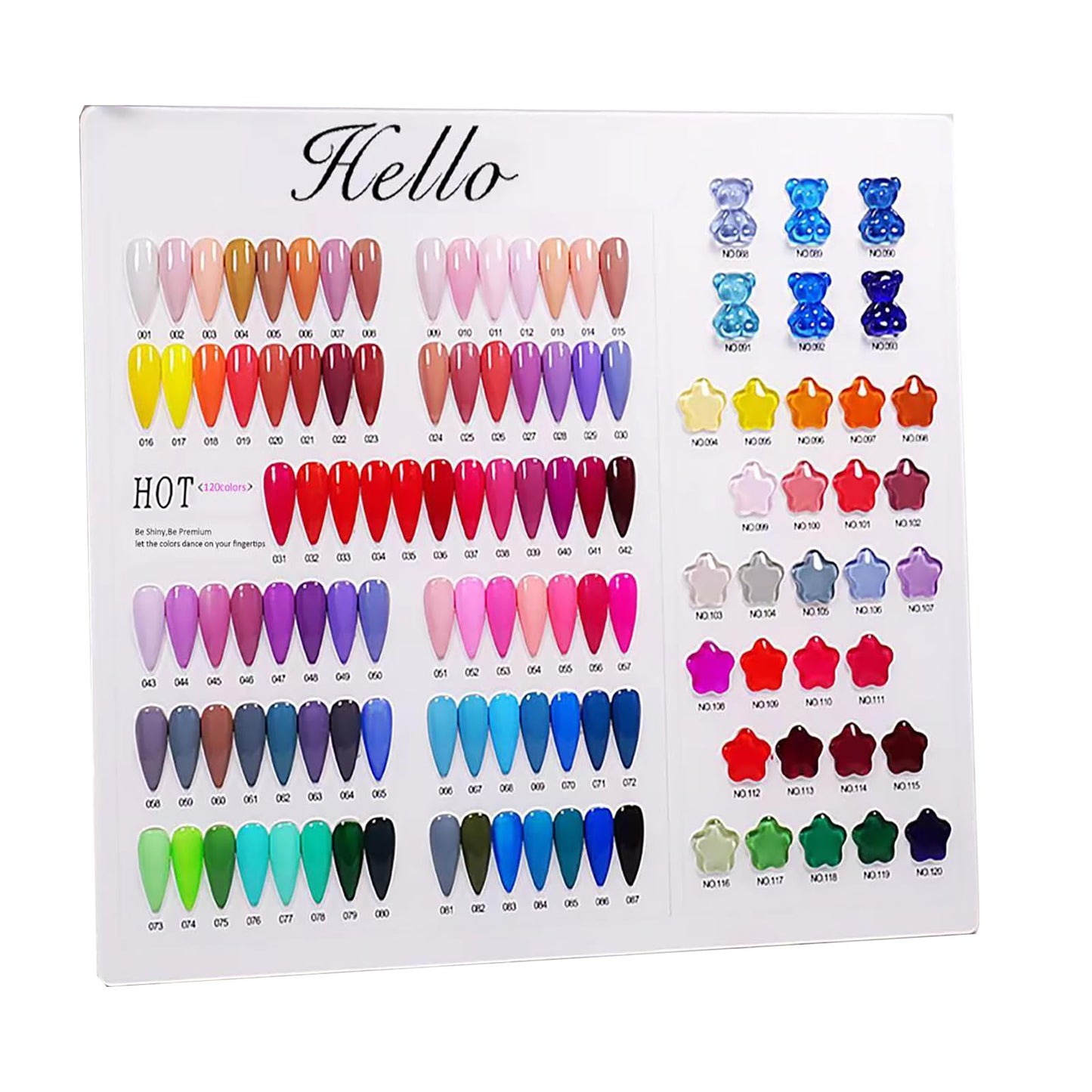 Acycoin2A Acrylic Nail Polish Color Display Board Book Nail Design Chart with 2 Styles Nail Tips Card Board Salon Showing Shelf (120 Colors)