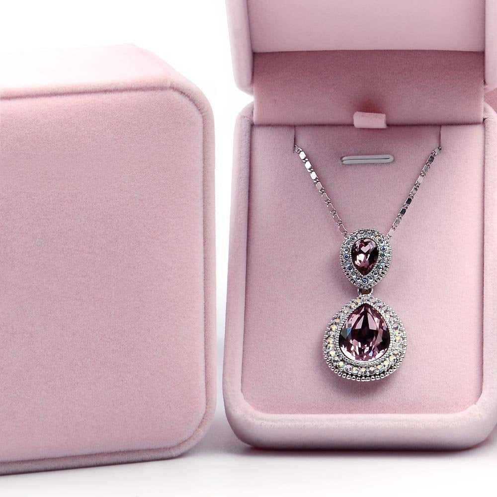 Oirlv Luxurious Velvet Necklace Storage Box Pendant Gift Case Jewelry Display Box for Anniversary Propose Christmas