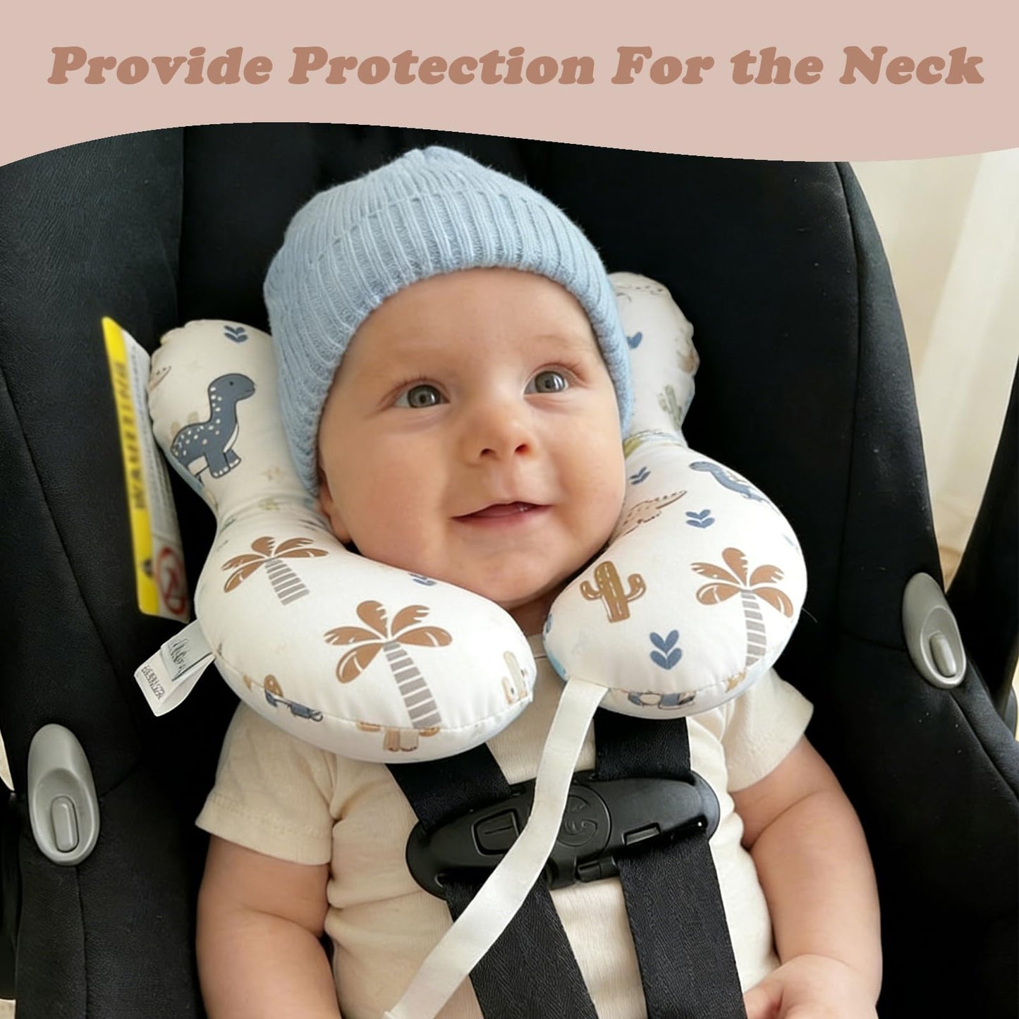 StoHua Toddler Travel Comfort Pillow for Car Seat & Stroller, Baby Reversible U-Shaped Seat Accessory, Cartoon Dinosaur