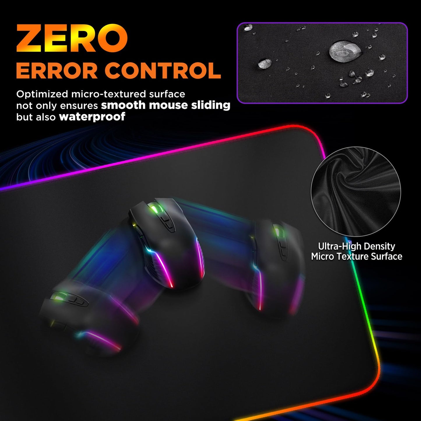 Gimars RGB Gaming Mouse Pad,15W Wireless Charging Mousepad with 10 Light Modes, Large Mousepad with Premium Smooth Surface, Non-Slip Mouse Mat for Gaming, Desk, PC,Office, 31.5x11.8x0.16inch