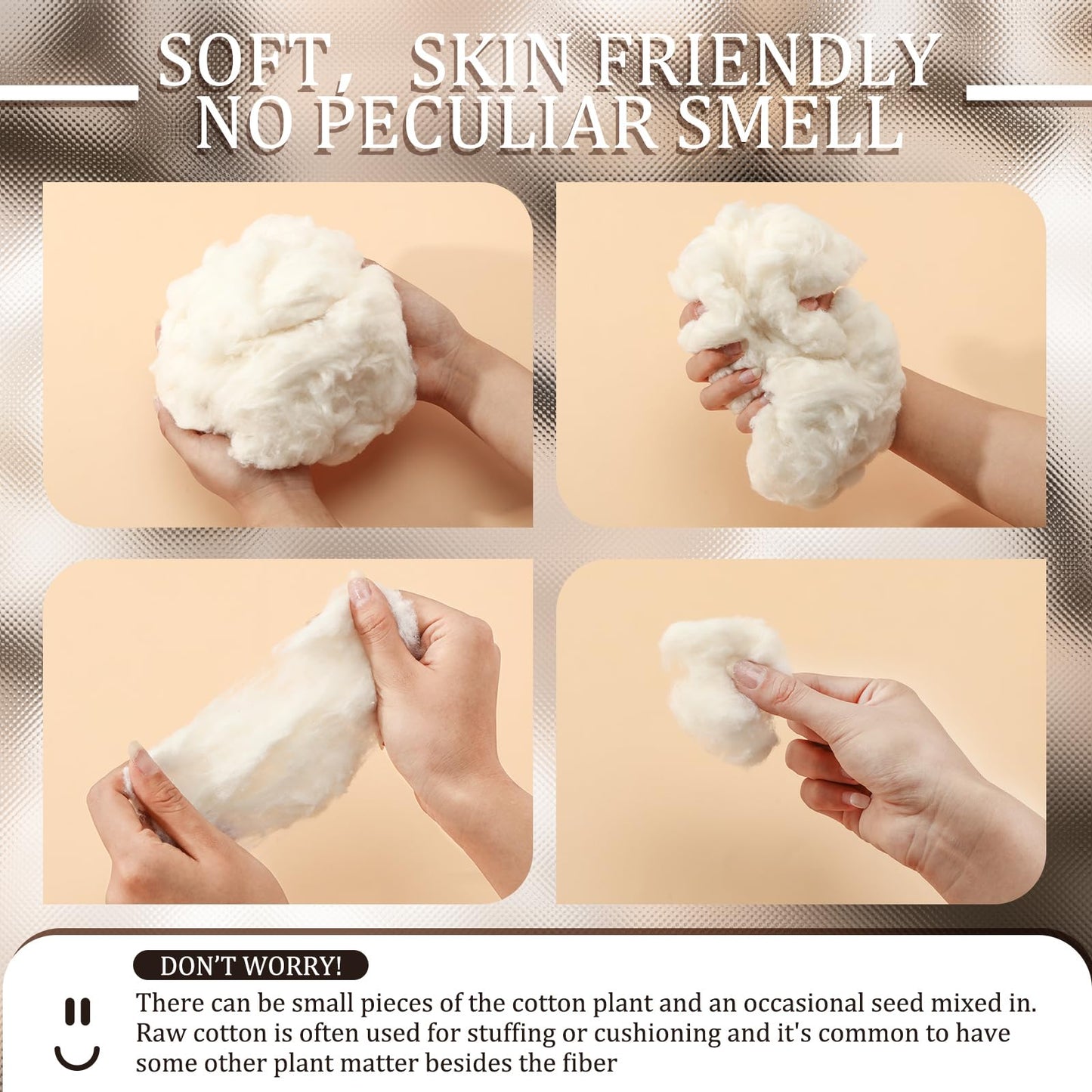 Berlune 500g/1.1lb Cotton Stuffing for Stuffed Animals Soft Pillow Natural Organic Cotton for Pillow Stuffing for Craft Toys Cloud Decorations and More