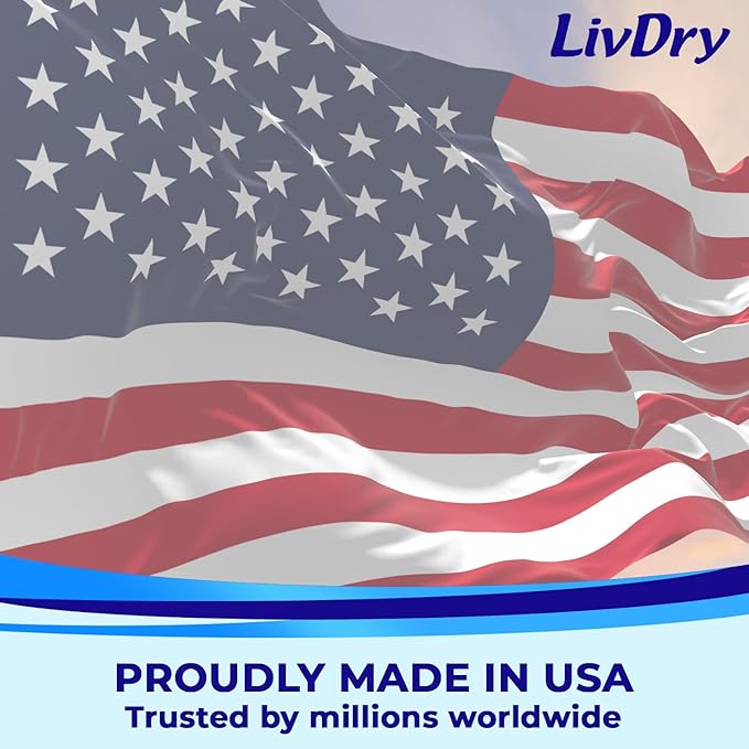 LivDry M Overnight Adult Diapers for Women and Men, Incontinence Underwear, Medium, 68-Pack