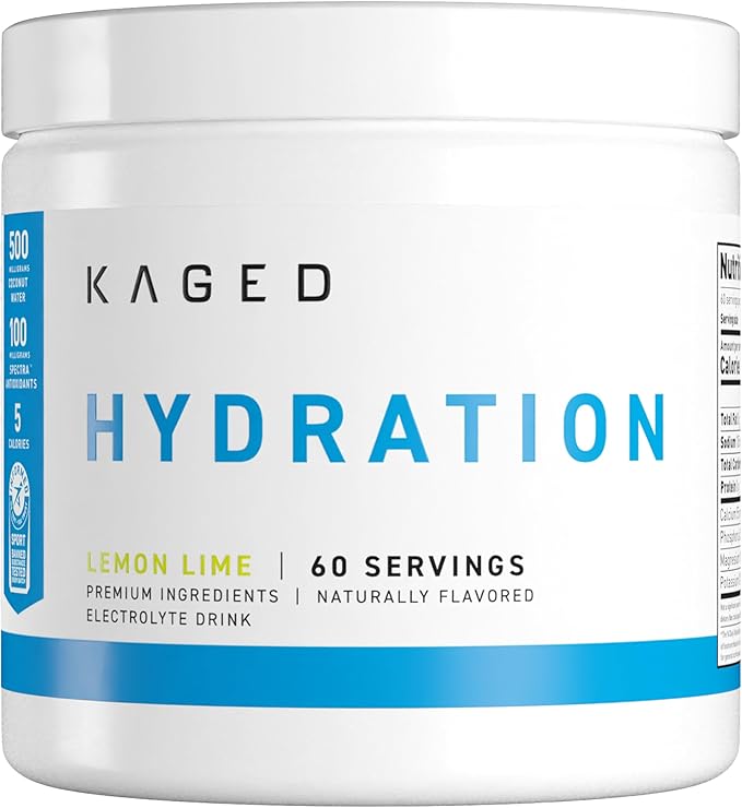 Kaged Electrolyte Hydration Powder, Lemon Lime, Sports Drink for Men and Women, Pre, Post, Intra Workout Supplement, 60 Servings