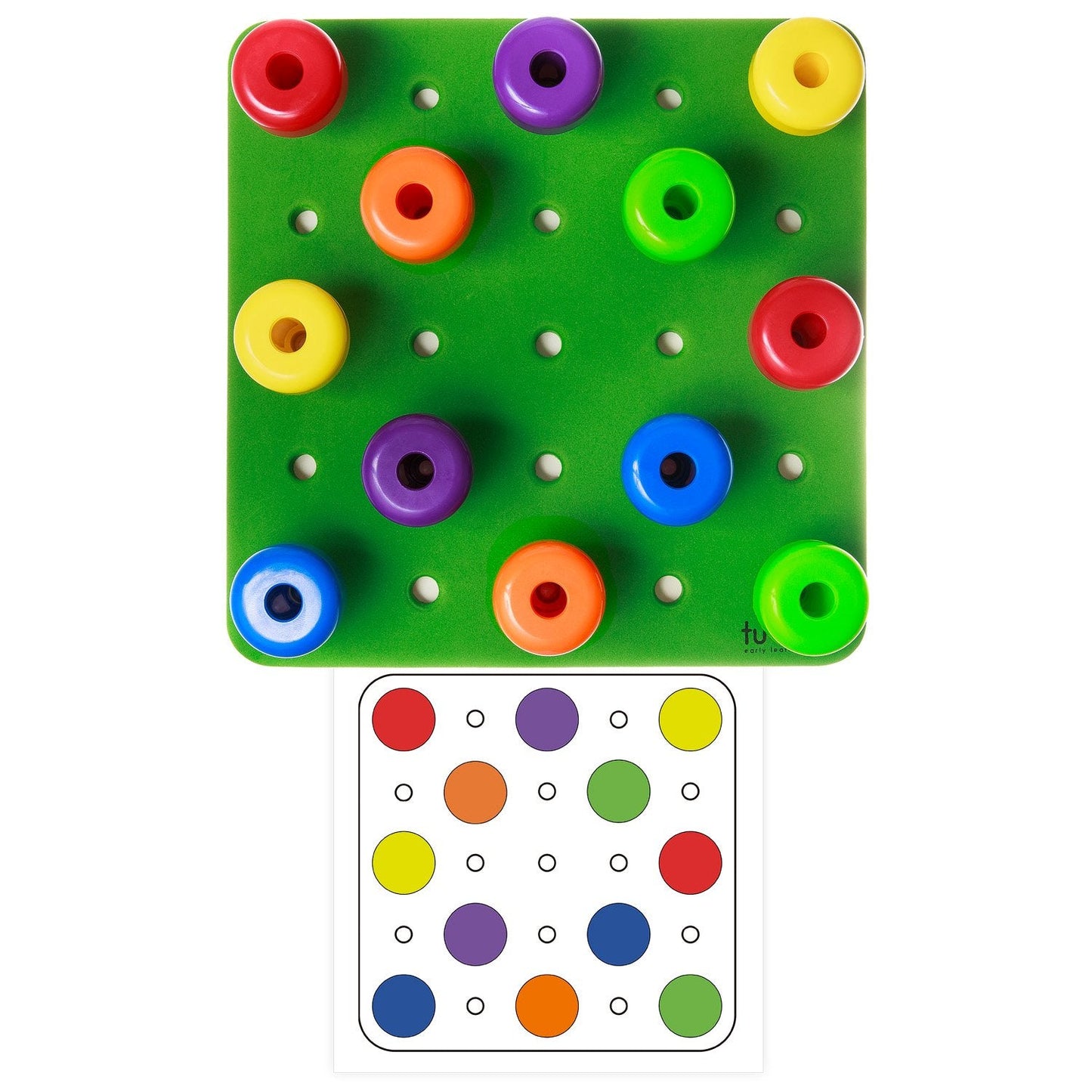 Toddler Peg Board Sensory Montessori Fine Motor Skills Educational Toys - 30 Stackable Pegs + Pattern Card + Drawstring Backpack + E-Book