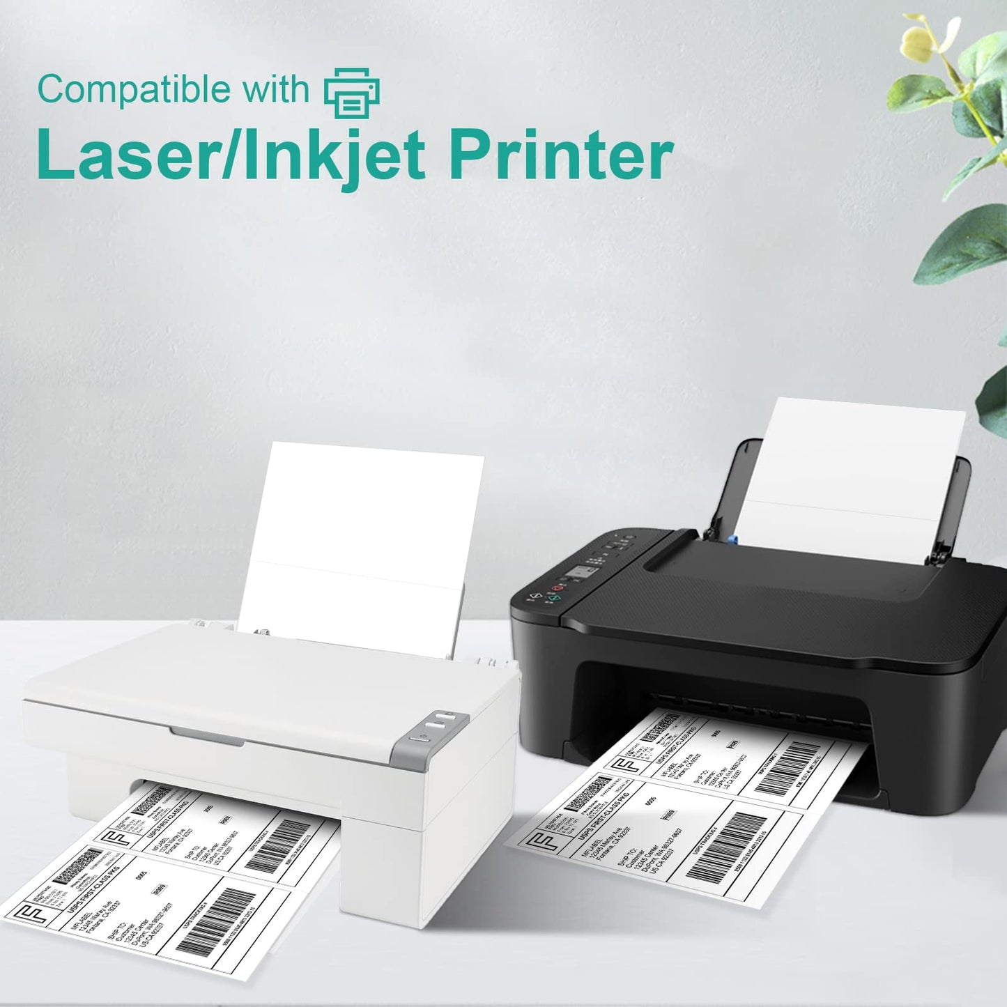 MFLABEL Half Sheet Shipping Labels - 100 Self Adhesive Sticker Sheets for Laser & Inkjet Printers, Waterproof & Smudge-Free, with 12 Free Fragile Labels for Packaging, Shipping and Crafting