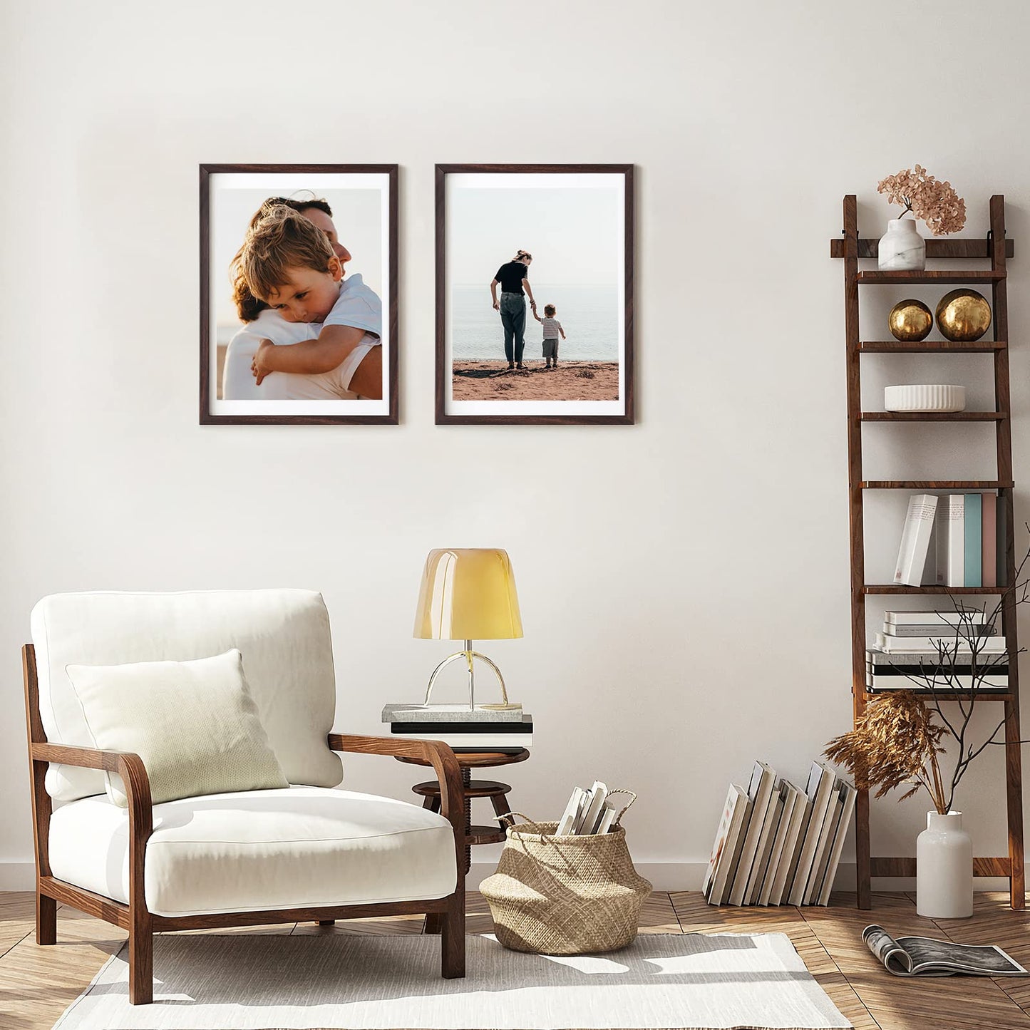BSRHOME Picture Frame, Set of 2 - 12x16 with Plexiglass, Brown - Tabletop & Wall Mount, Matted, Classic Style, Ideal Gift for Special Occasions