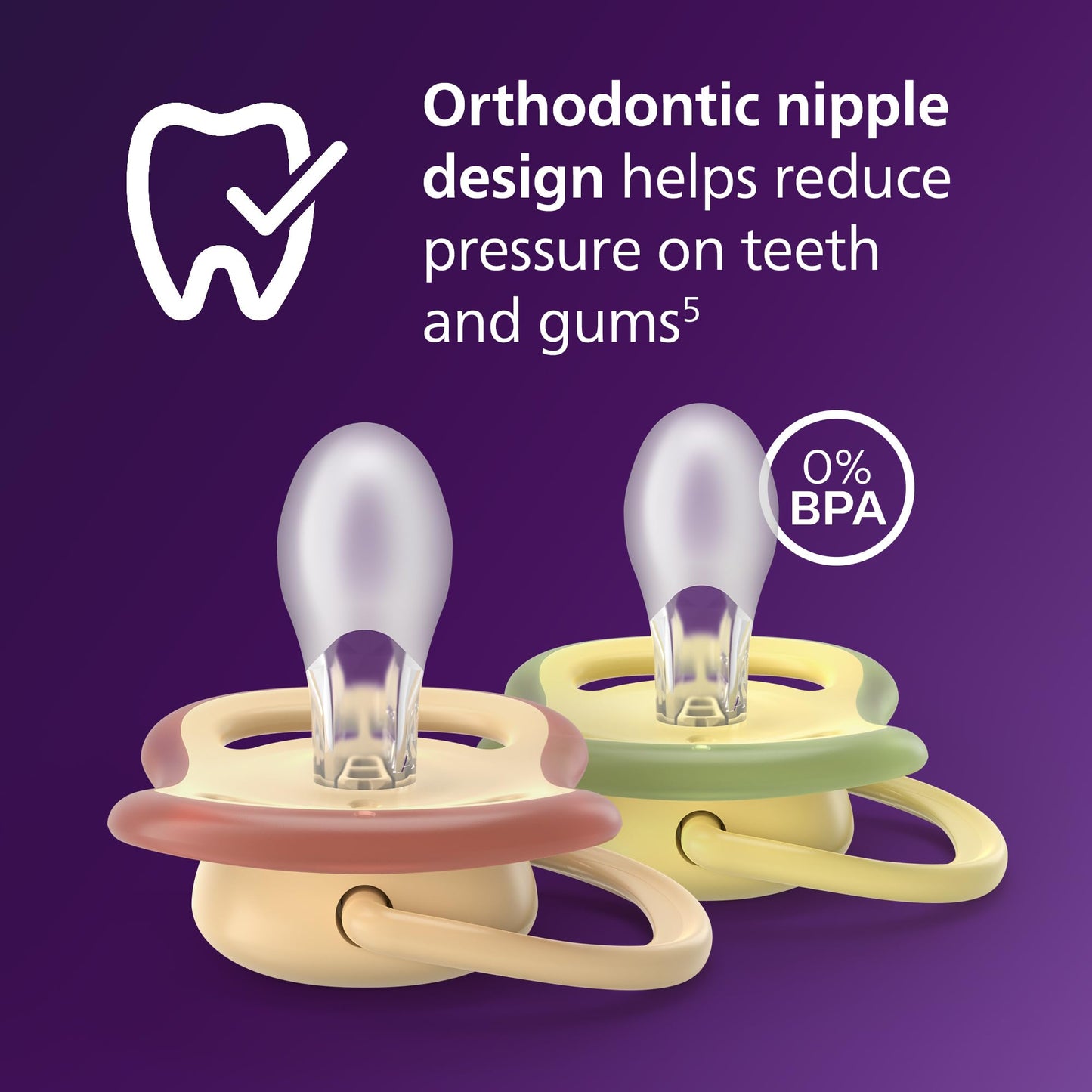 Philips Avent Ultra Air Pacifiers - Orthodontic Design, for Babies 0-6 Months, Soft Silicone Symmetrical Nipple, BPA-Free, 2 Sterilizing Cases, 4 Pack, SCF087/21