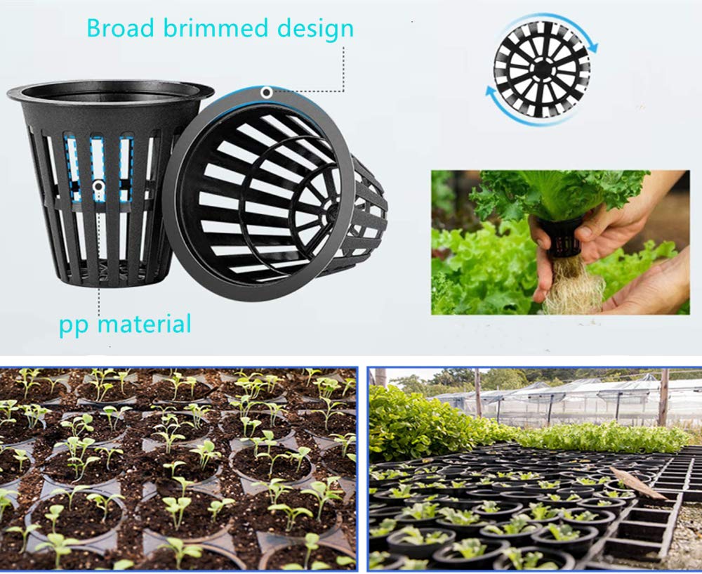 IPXEAD 100PCS 2 Inch Garden Slotted Mesh Net Cups, Round Heavy Duty Net Cups Pots for, Hydroponics Slotted Mesh…