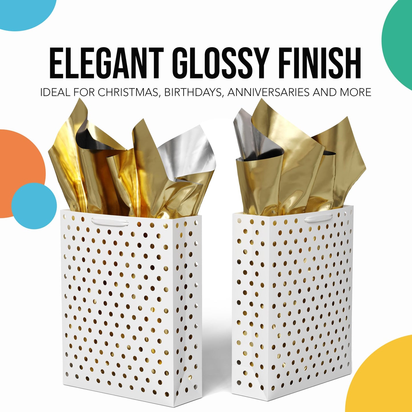 Crown Display Gold Wrapping Paper Christmas Wrapping Paper Gold Metallic Sheets | 100 Sheets 15" x 20" - For Christmas Gift Wrap, Arts & Crafts, Wedding, Birthday, Valentines Day or Mothers Day