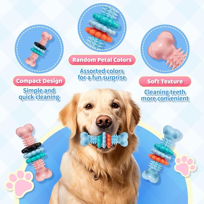Atiansen 2 Pack Indestructible Puppy Chew Toy Soft Durable Teeth Cleaning