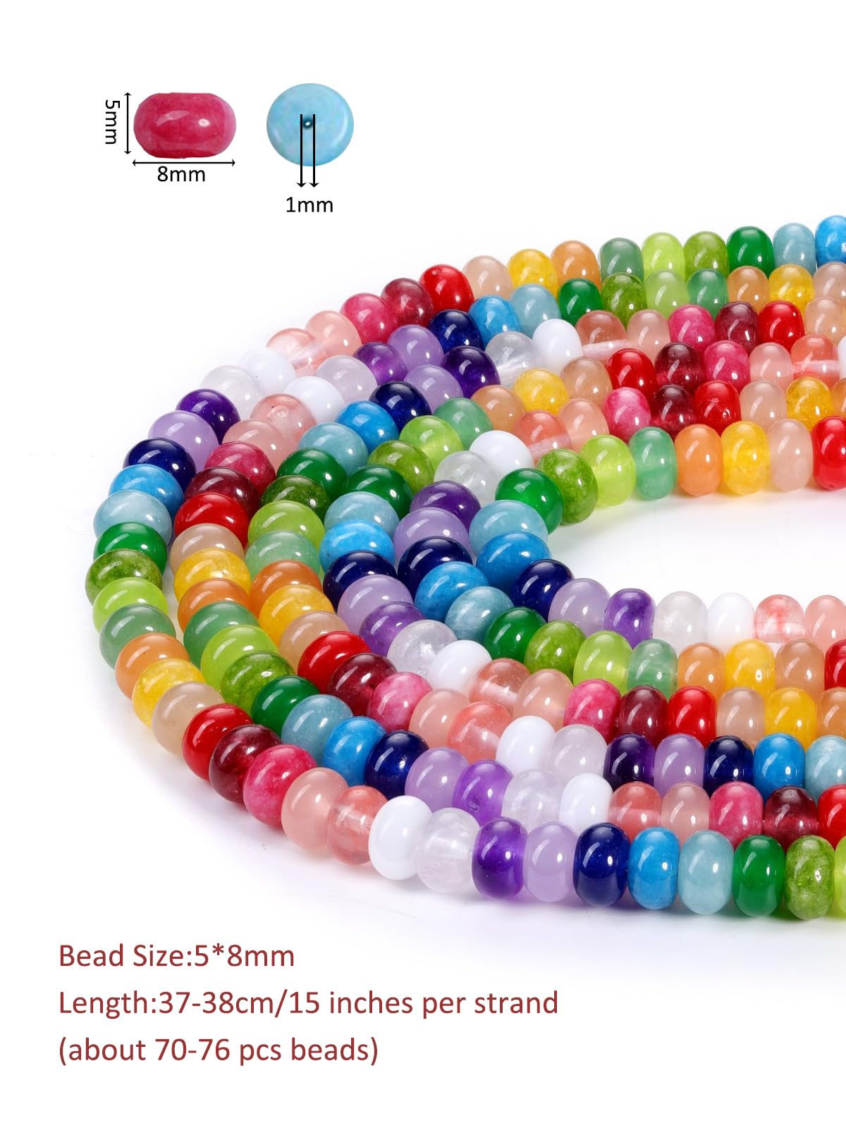 Jovivi 5x8mm Mulitcolor Natural Rondelle Stone Beads,Polished Semi Precious Gemstone Abacus Beads,Genuine Real Healing Crystals Bead for Bracelet Necklace Jewelry Making