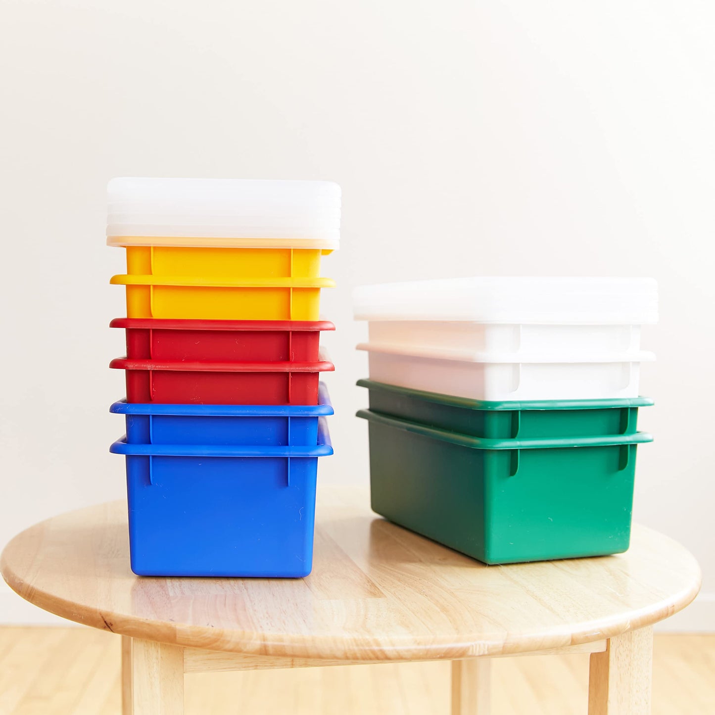 ECR4Kids Cubby Storage Bin with Lid, Multipurpose Organization, Assorted, 10-Piece