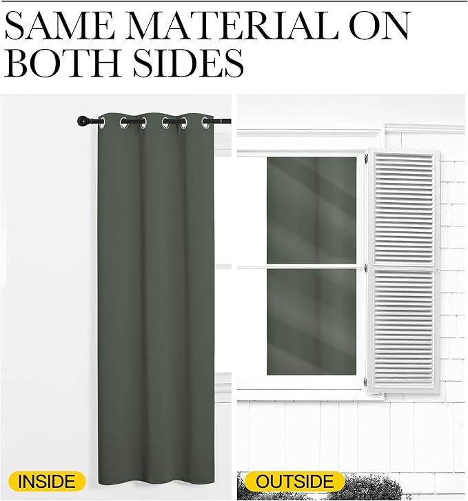 NICETOWN Dark Mallard Blackout Draperies Curtains - Pair of Grommet Top Thermal Insulated Blackout Decorative Curtains for Thanksgiving Day & Christmas Decor(55 inches Wide by 96 inches Long)