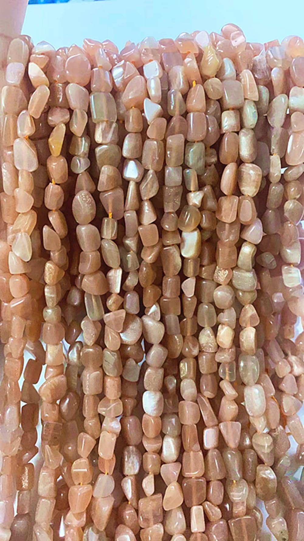 jodaying 6-8mm Natural Sunstone Nuggets Oval Free Tumbled Pebble Semi Precious Gemstone Loose Stone Beads Approx 15.5 inch for DIY Jewelry Making