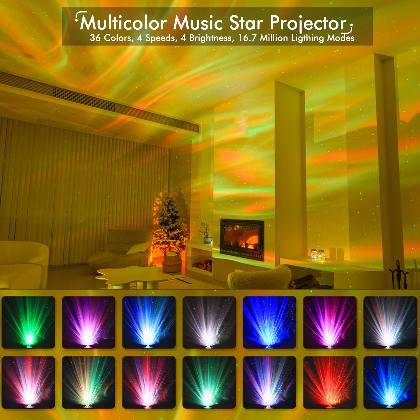 YunLone Star Projector Galaxy Light Projector with 33 Lights, Bluetooth 5.0 Speaker, Sound Machine Night Light, Smart WiFi Aurora Projector with IR Remote, Timer for Kid Adult Bedroom/Ceiling/Party