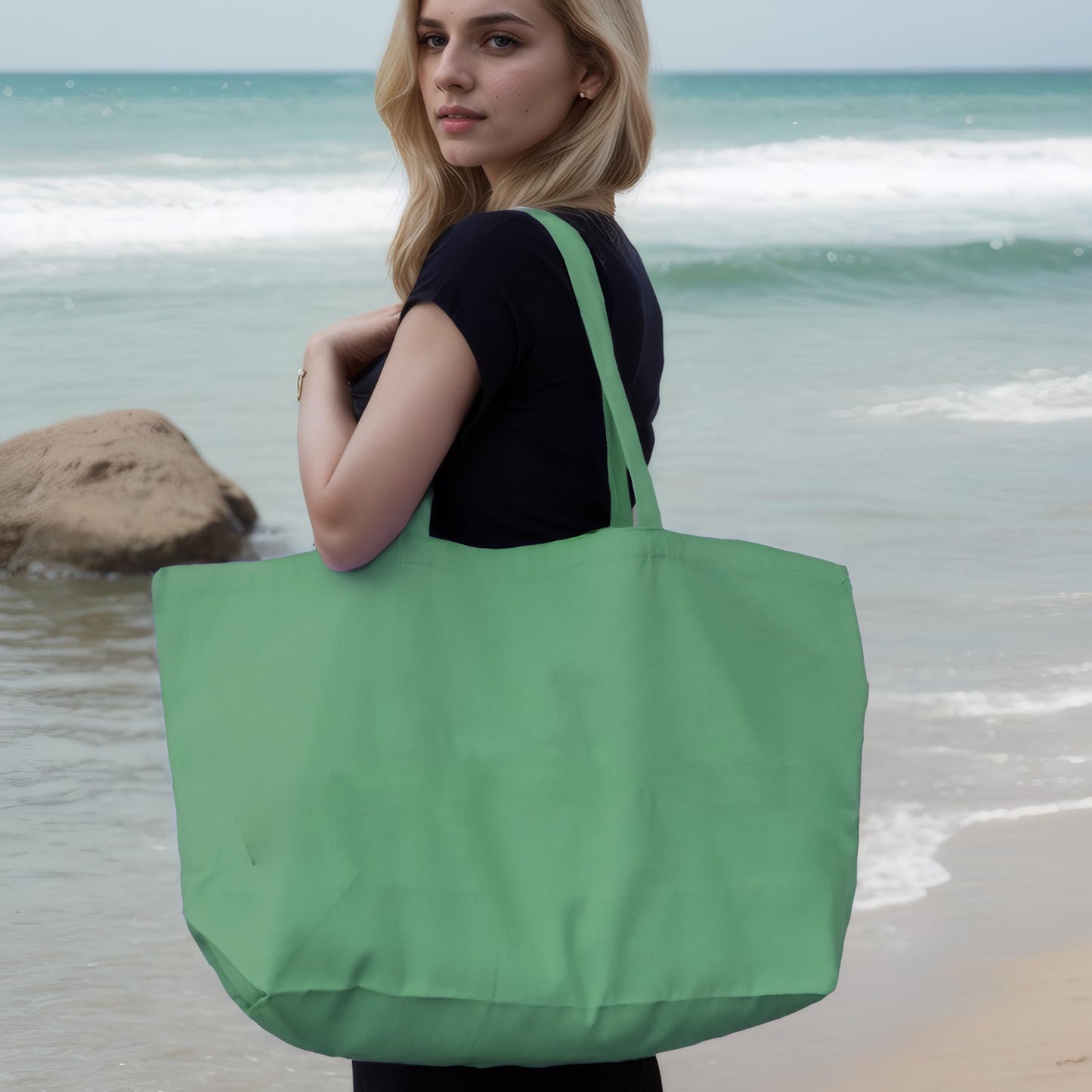 Ghsiuly Large Canvas Tote Bag - Reusable Grocery Bag Foldable Heavy Duty Shopping Bag for DIY Art Crafts Painting Embroidery