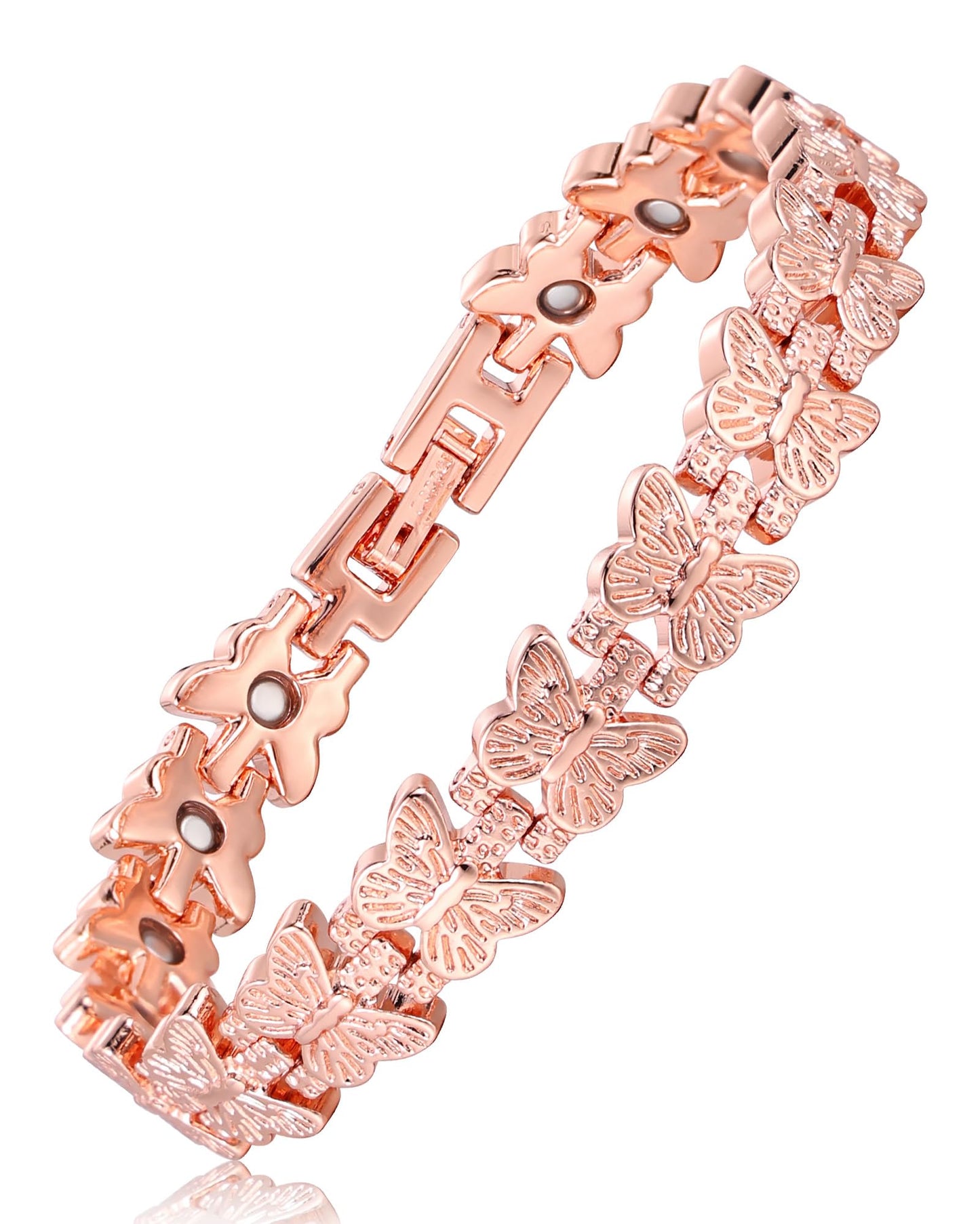 Fashtour Copper Bracelet for Women, 99.99% Pure Copper Magnetic Bracelet with Butterfly Design, Adjustable Bracelet with 3800 Gauss Magnets, Includes Sizing Tool & Gift Box