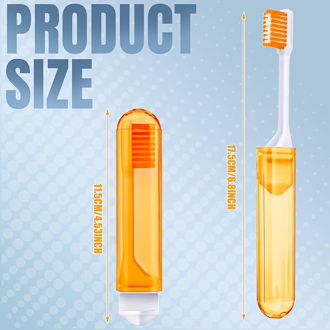 Patelai 4 Pieces Travel Toothbrush Set, Soft Bristle Mini Foldable Tooth Brush with Case, Individually Wrapped Small Portable Travel Size Toiletries Stuff for Camping (Warm Color)