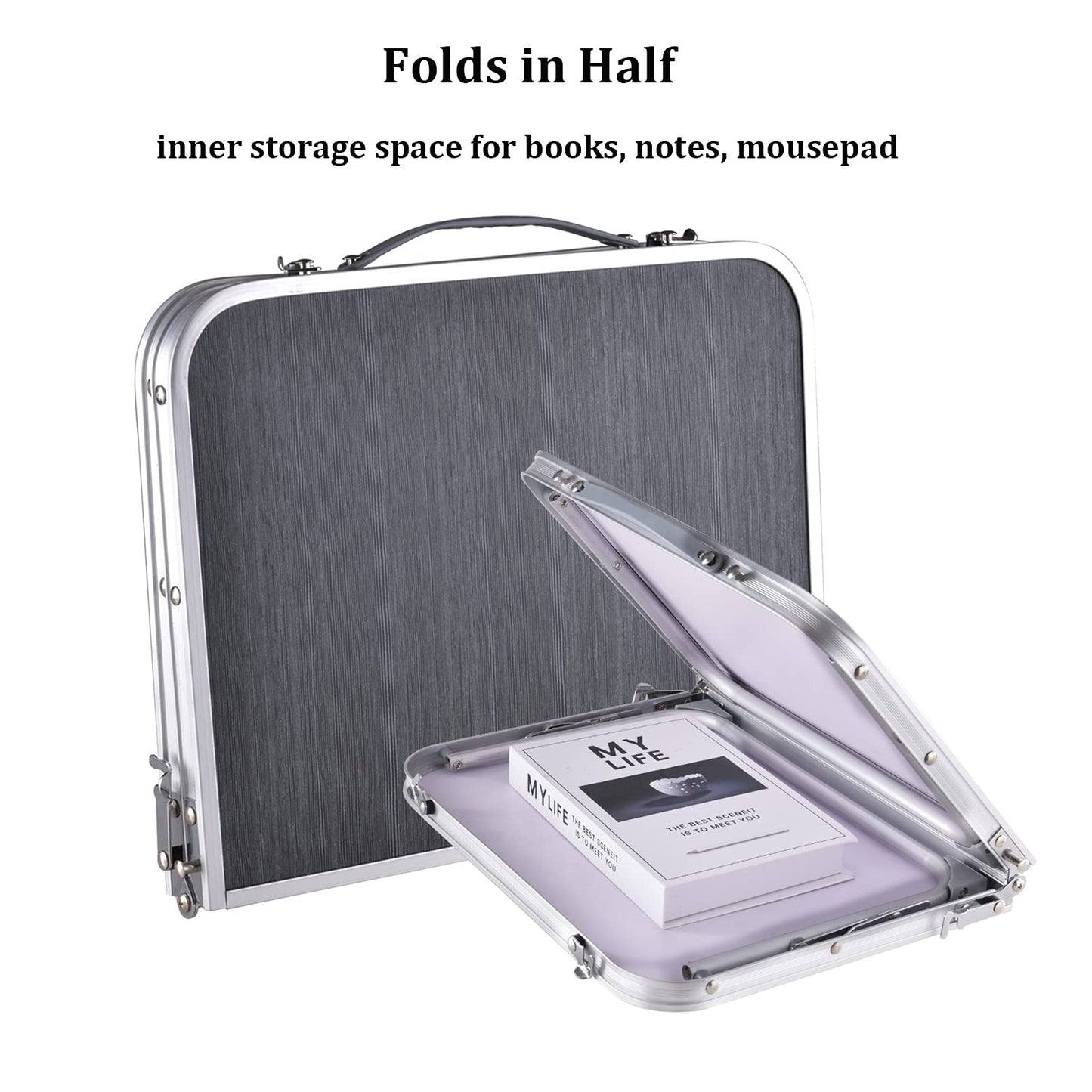 Foldable Laptop and Bed Table with Storage, Portable Mini Lap Desk for Legs, Ideal for Study, Reading, Picnic, Breakfast,and More