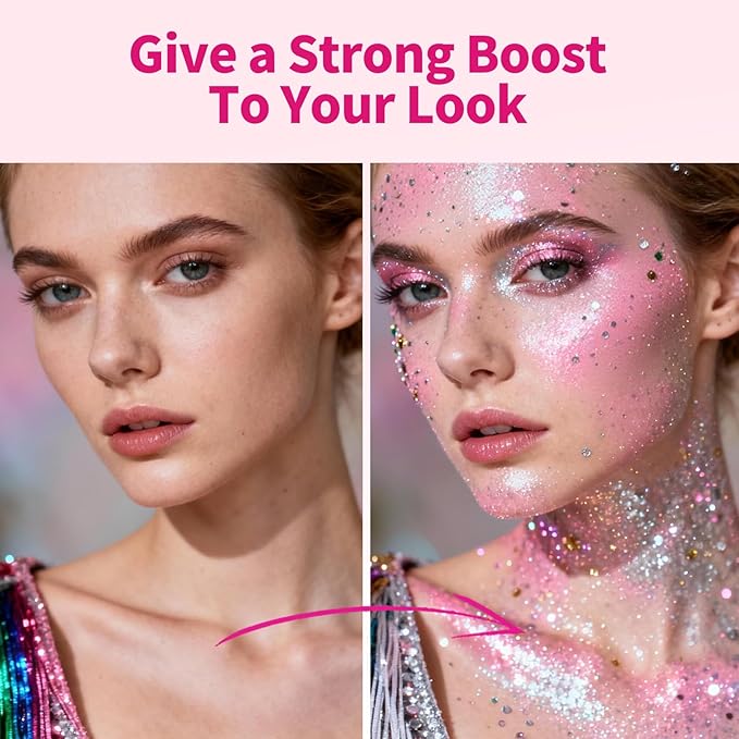 SEVICH Glitter Stick Glod for Face Body Hair,Skin Safe Waterproof Sparkle with No Glue Needed,Easy to Apply and Remove for Parties Festivals Makeup,15g
