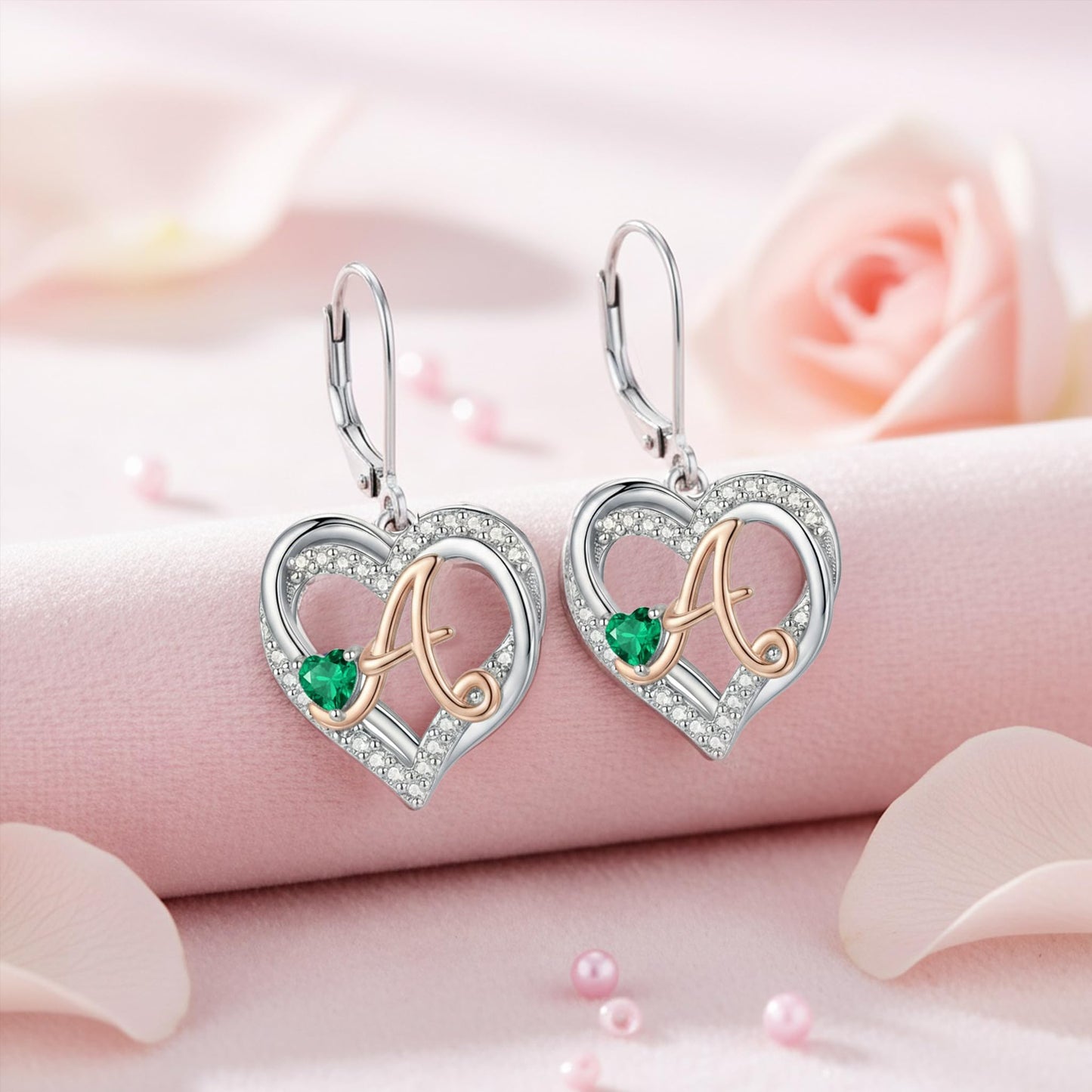 ZPMMPZ Initial Birthstone Earrings Intial Letter Dangle Drop Earrings Birthstone Jewelry Gifts for Women A & June