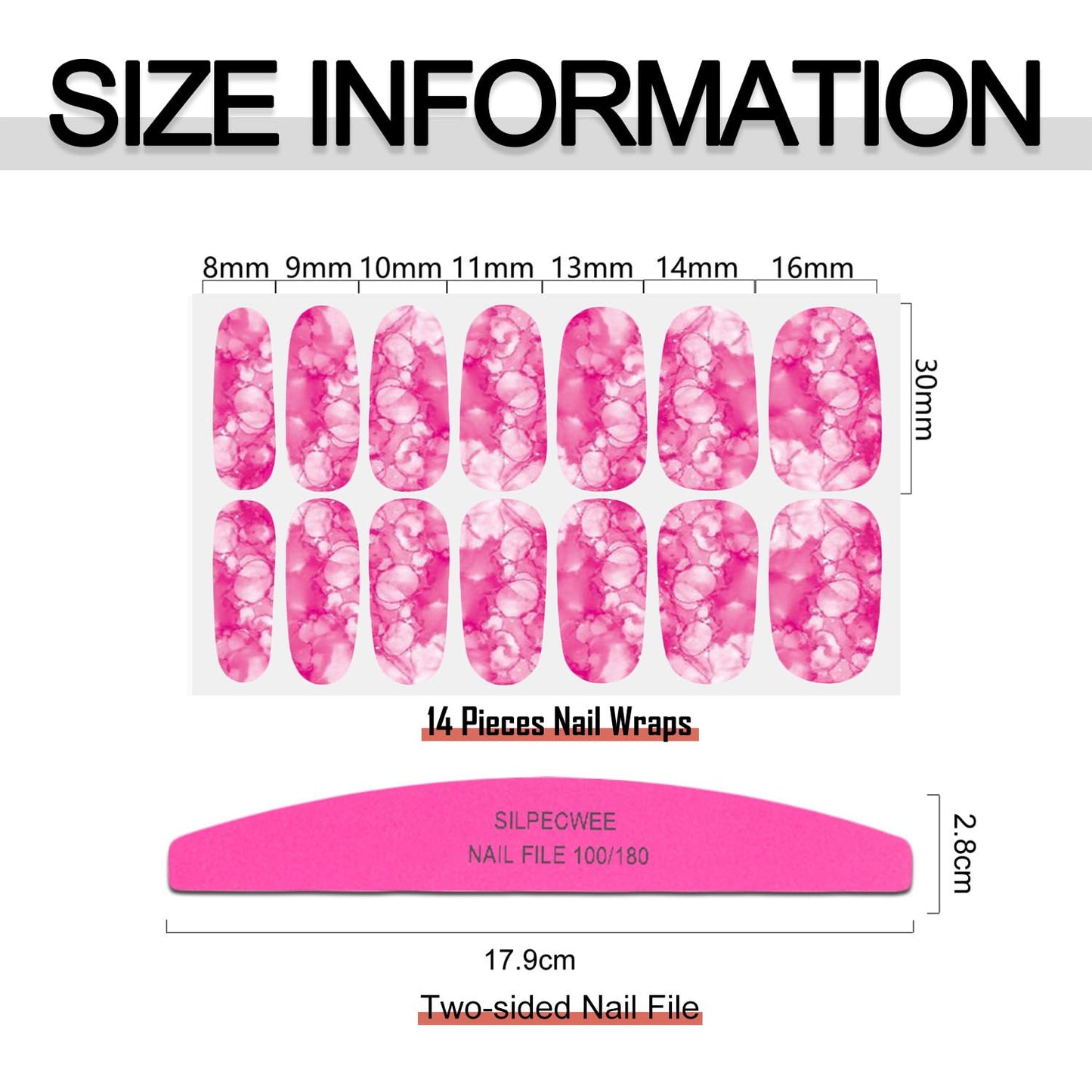 SILPECWEE 24 Sheets Nail Polish Stickers Full Wraps Ombre Design Gradient Color Gel Strips Self Adhesive Fingernail Sticker for Women With File