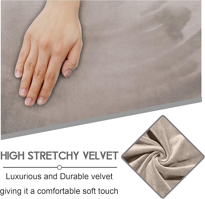 ULTICOR Velvet 8-Pieces Recliner Sofa Covers Stretch Reclining Couch Covers for 3 Cushion Reclining Sofa Slipcovers Furniture Covers Thick Soft Washable (3 Seater Recliner Cover, Taupe)