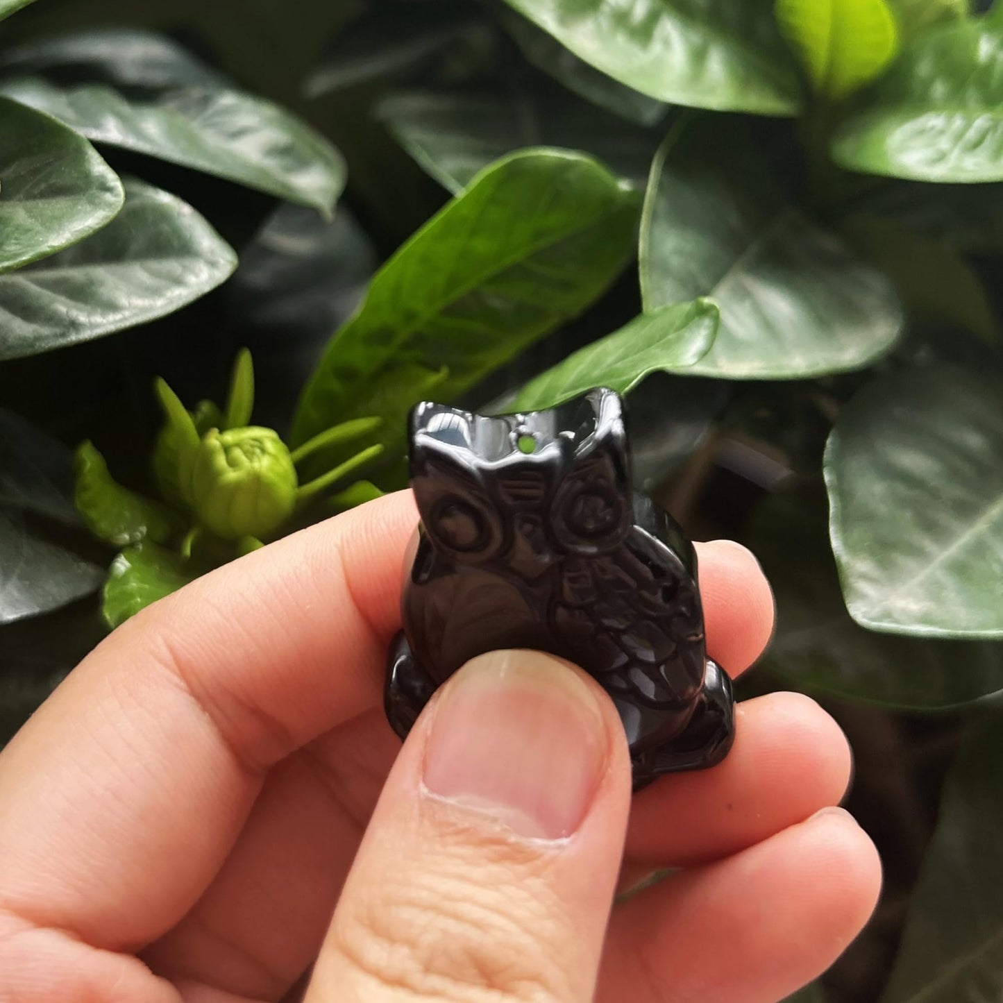 Bacatgem Natural Black Obsidian Owl Figurines Crystals and Healing Stones,Haped DIY Pendant