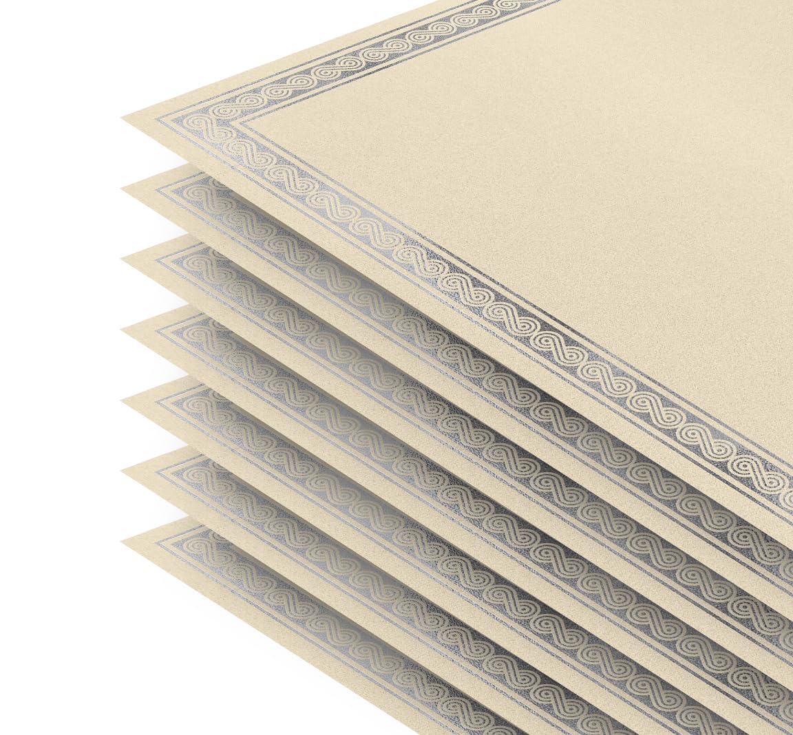 Better Office Products 100 Sheet Award Certificate Paper, Silver Foil Metallic Border, Ivory Letter Size Blank Paper, Diploma Certificates, Laser and Inkjet Printer Friendly, 8.5 x 11 Inches